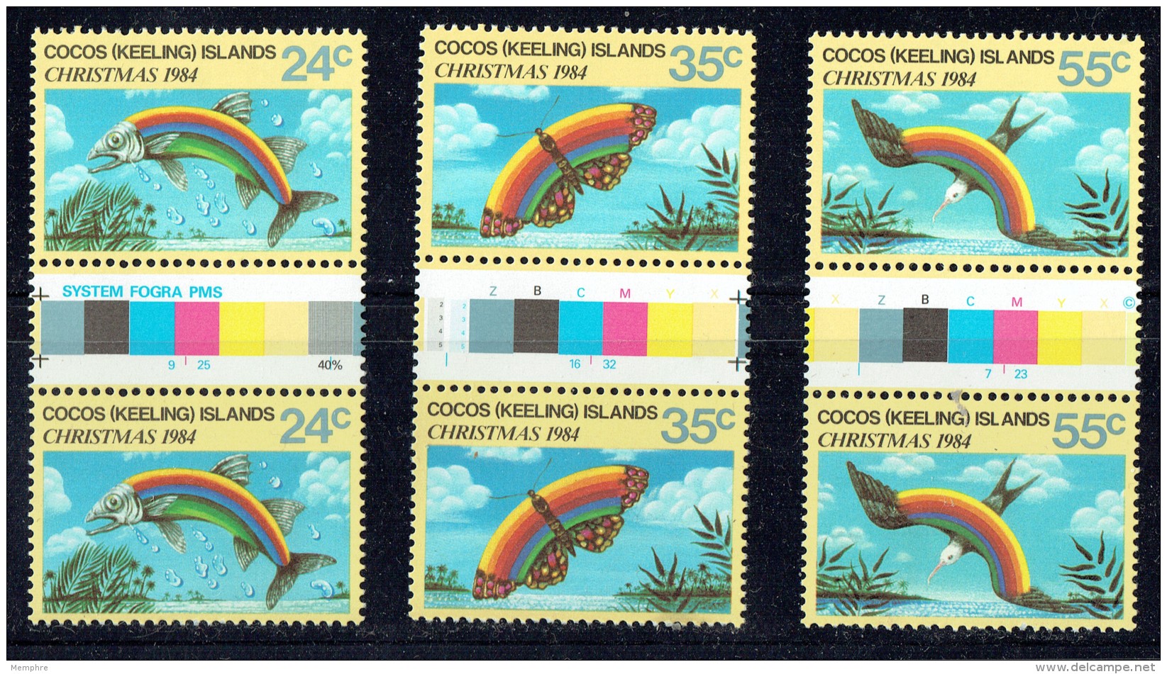 1984 Christmas Issue Rainbows  - Complet Set In Gutter Pairs  MNH ** - Cocos (Keeling) Islands