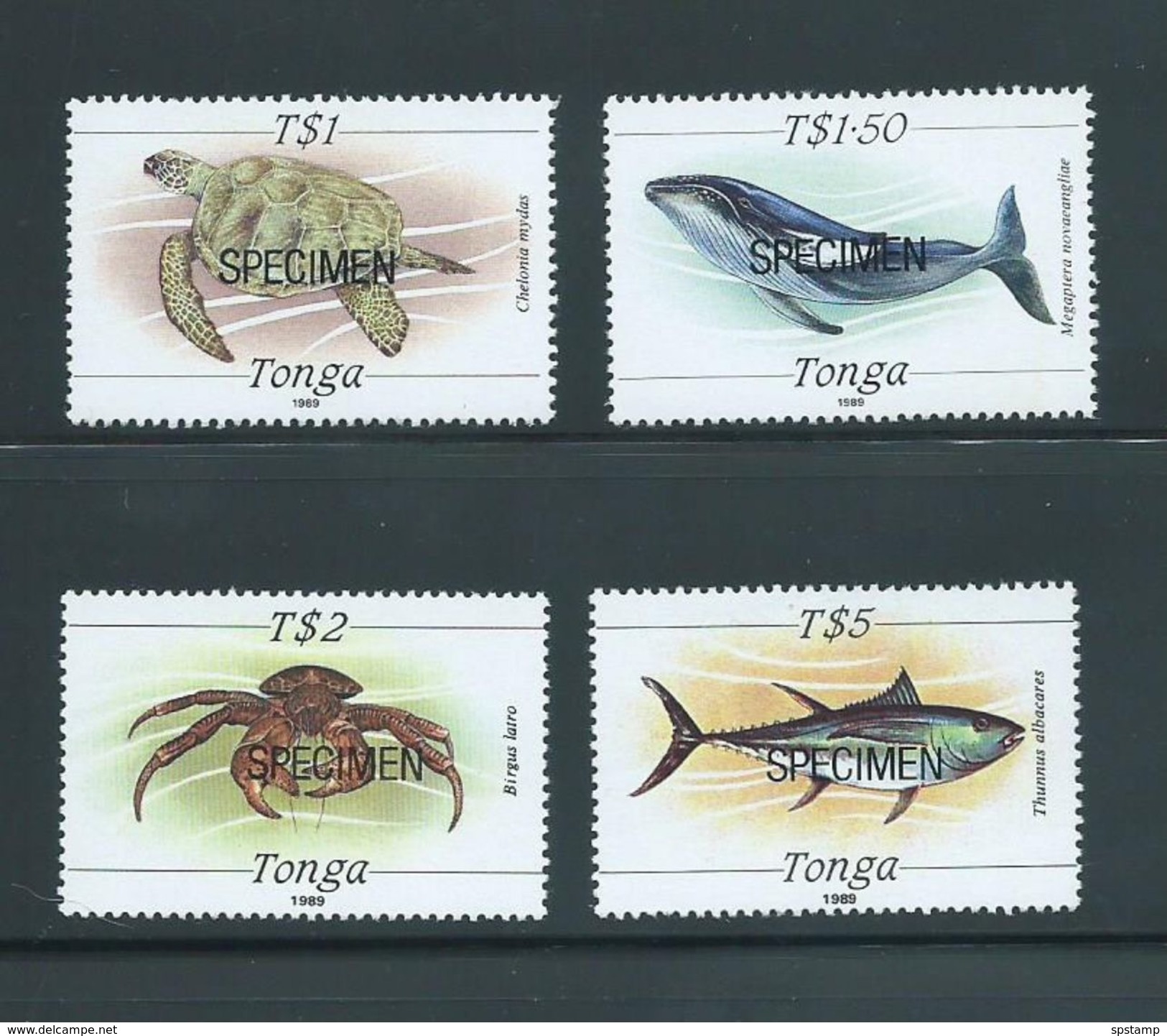 Tonga 1989 Marine Life Definitives The 4 High Values $1 Turtle To $5 Fish MNH Specimen Overprint - Tonga (1970-...)