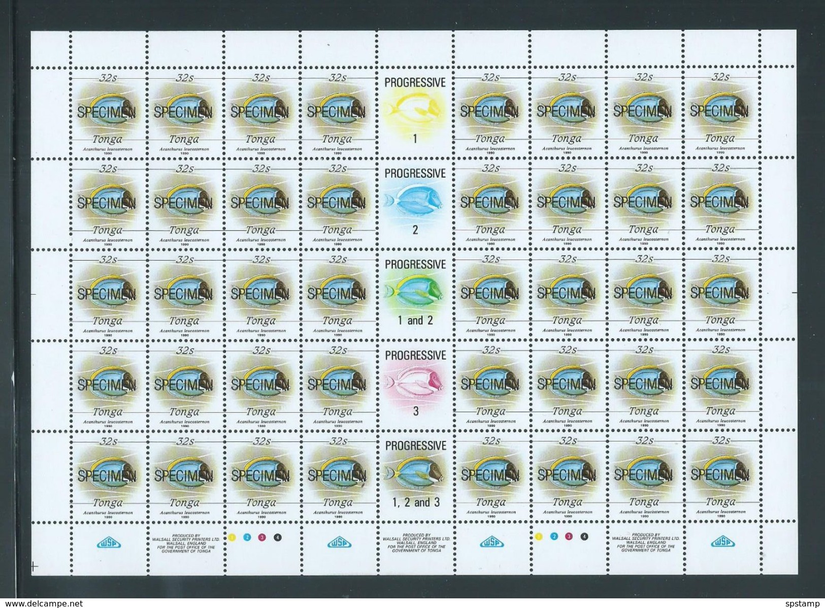 Tonga 1990 Marine Life Definitives Set Of 4 In Full Sheets Of 40 MNH Specimen Overprints - Tonga (1970-...)