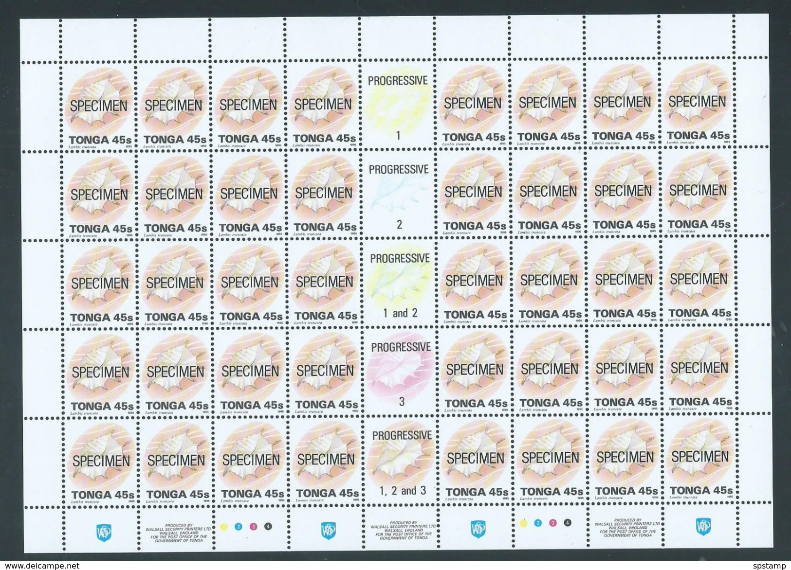 Tonga 1995 Marine Life Definitives 10s -> 80s 5 Full Sheets Of 40 MNH Specimen Overprint - Tonga (1970-...)