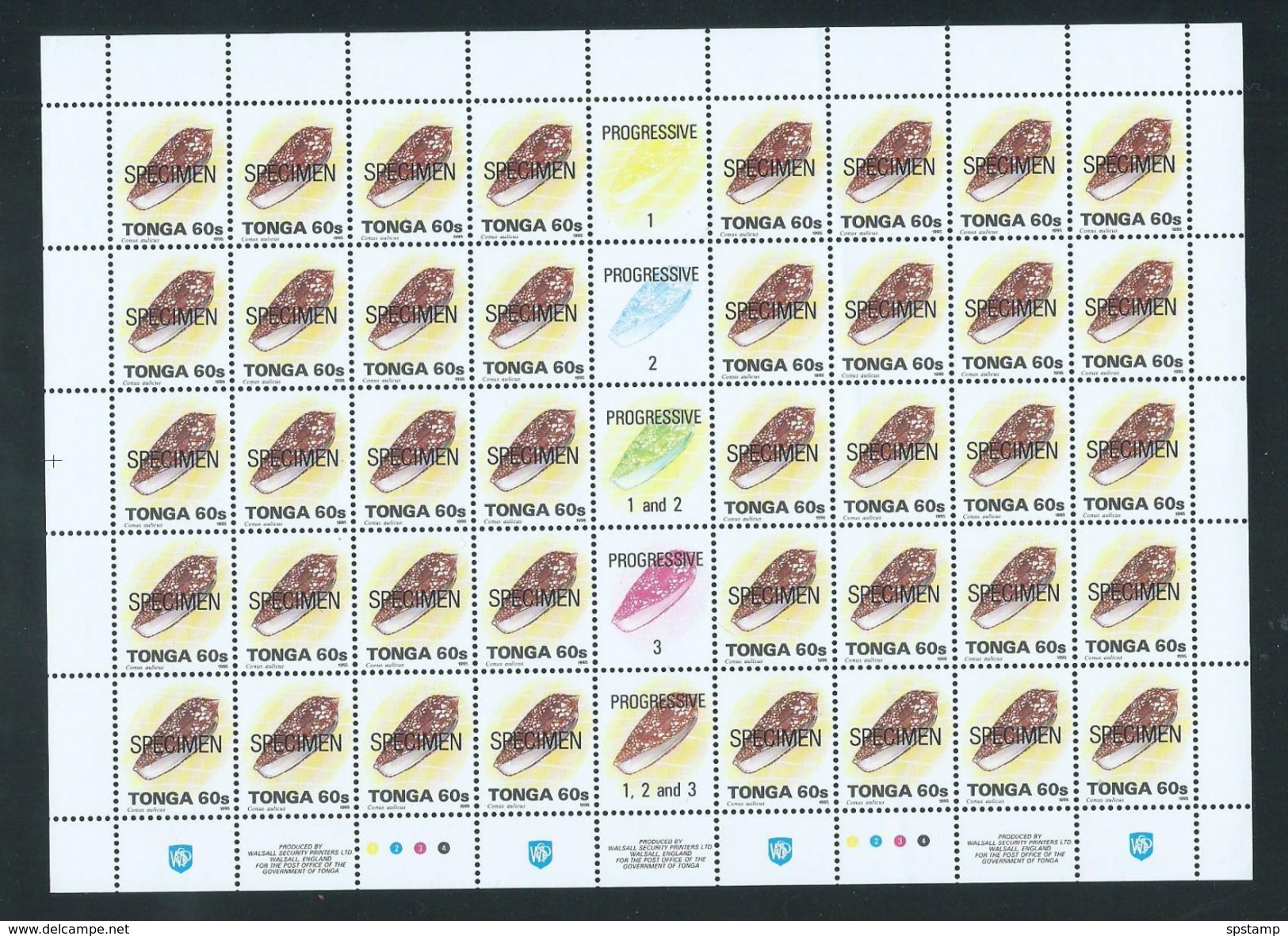 Tonga 1995 Marine Life Definitives 10s -> 80s 5 Full Sheets Of 40 MNH Specimen Overprint - Tonga (1970-...)