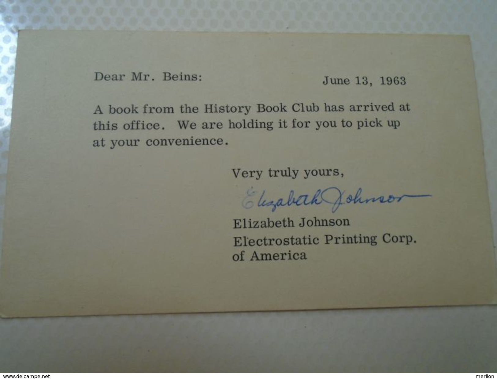 D152413 US Postal Stationery -Electrostatic Printing Company San Francisco -Elizabeth Johnson 1963 - Autres & Non Classés