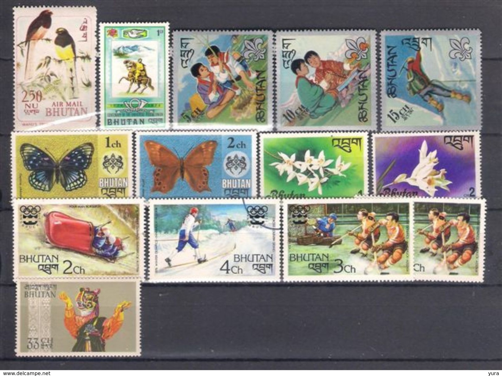 Lot 107 Bhutan Small Collection 14 Different.(13-MNH), 1-Used) - Bhután