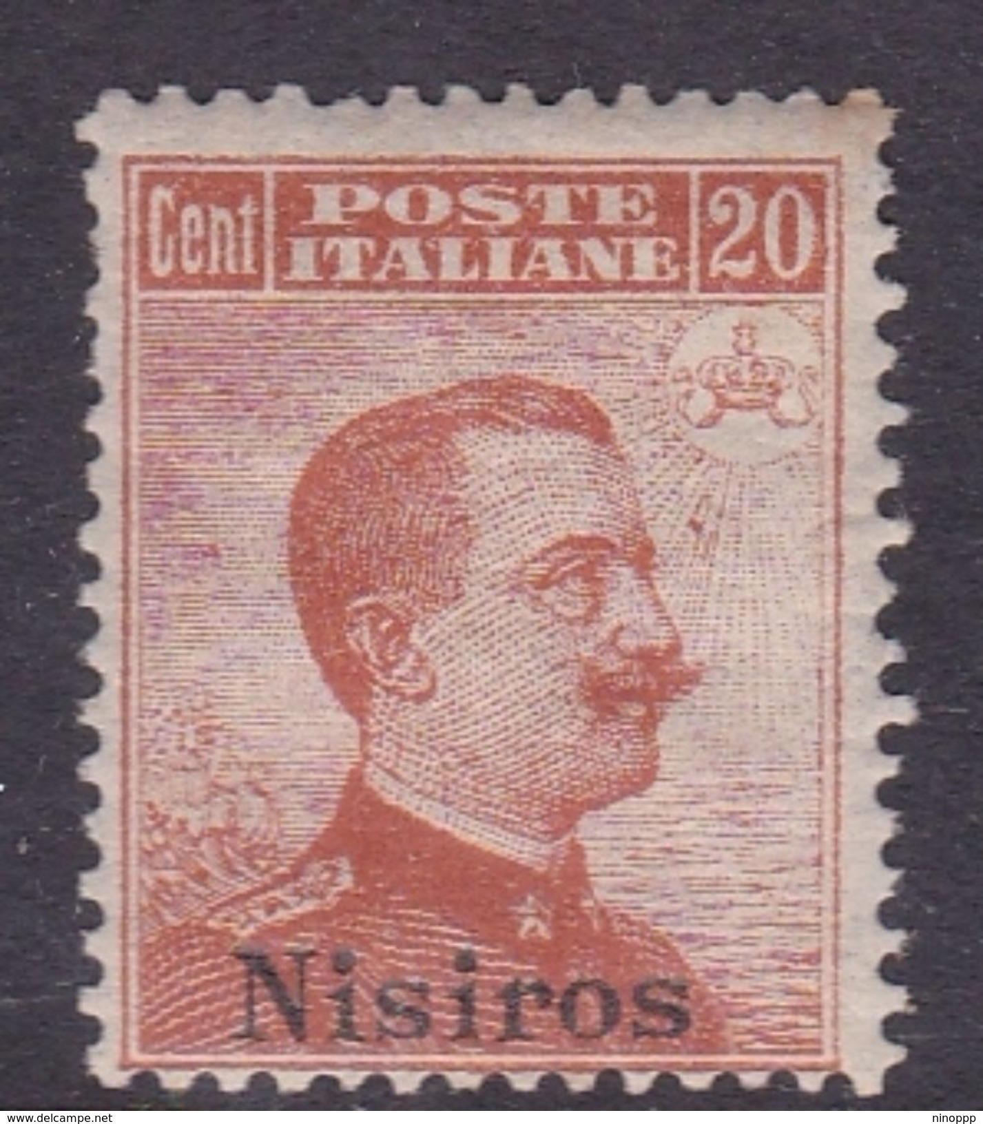 Italy-Colonies And Territories-Aegean-Nisiro S 9  1917 20c Brown Orange No Watermark MNH - Aegean (Nisiro)