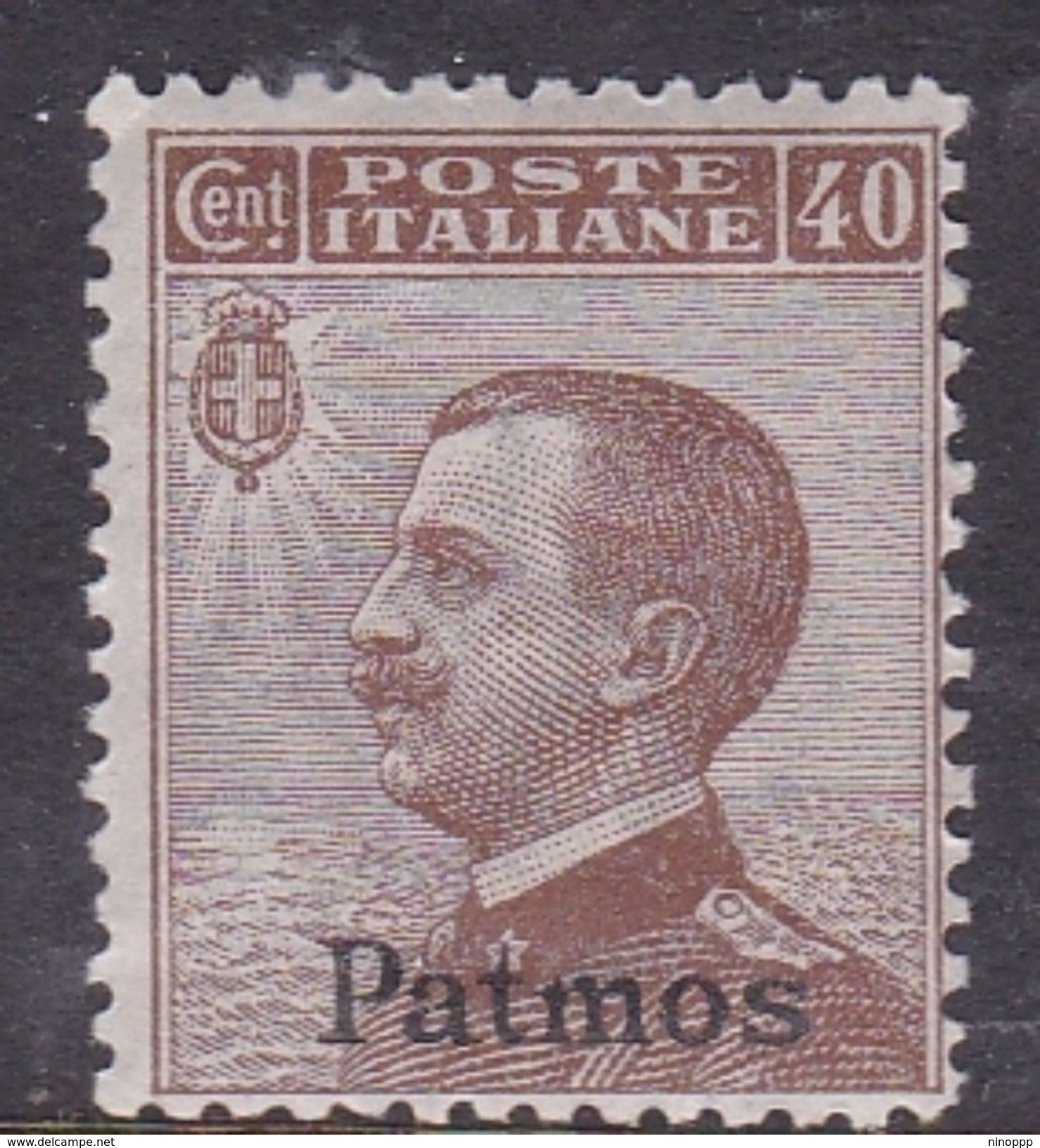 Italy-Colonies And Territories-Aegean-Patmo S 6 1912  40c Brown MH - Aegean (Patmo)