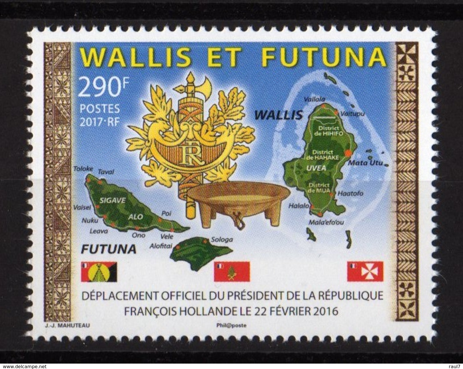 Wallis Et Futuna 2017 - Drapeaux, Visite De F.Hollande A Wallis Et Futuna - 1 Val Neufs // Mnh - Neufs