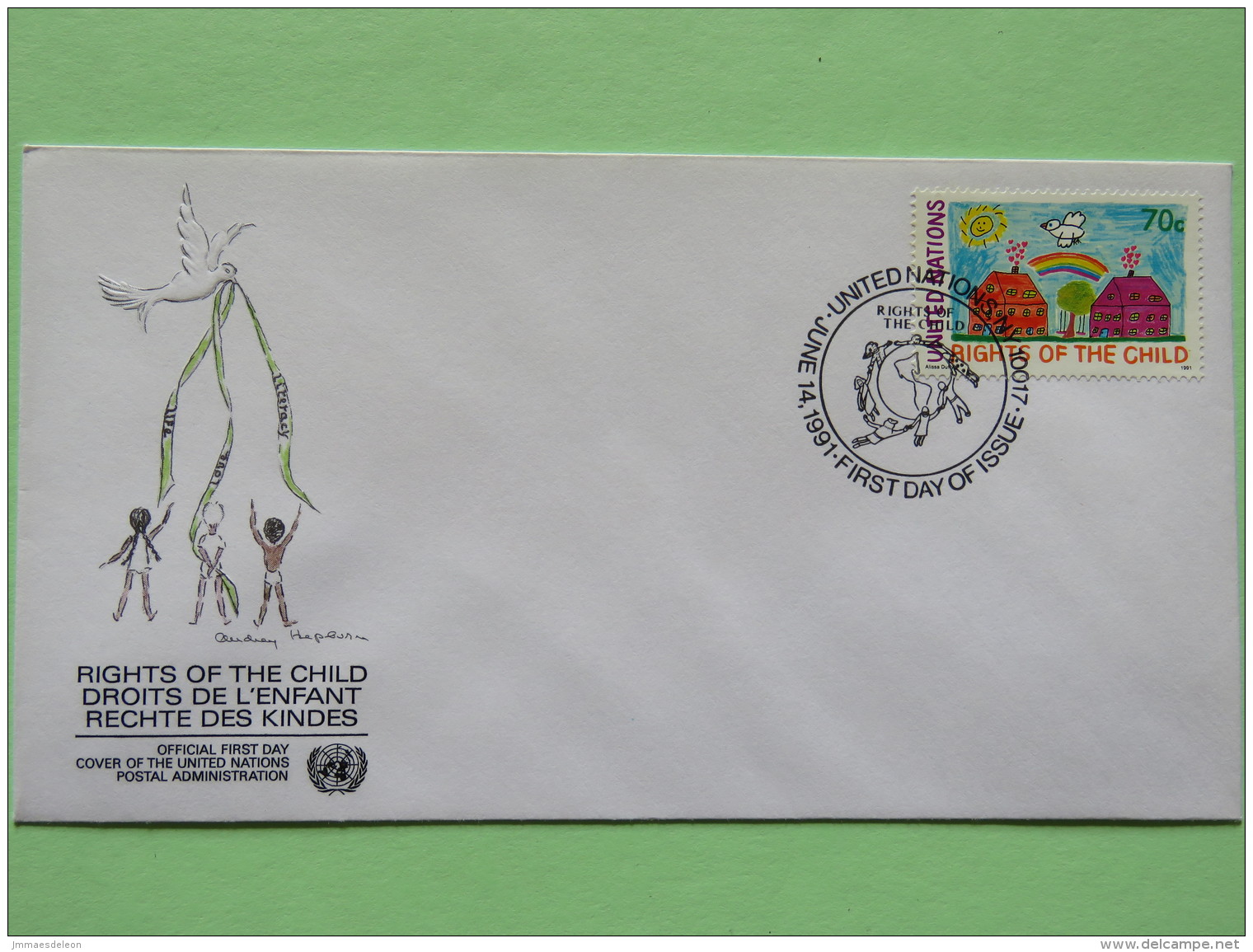 United Nations (New York) 1991 FDC Cover - Rights Of The Child - Rainbouw - Brieven En Documenten