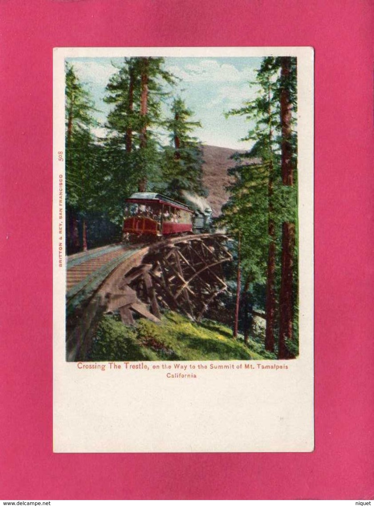 CALIFORNIE, Crossing The Tresle, Mont Tamalpais, Animée, Train, (Britton & Rey) - Autres & Non Classés