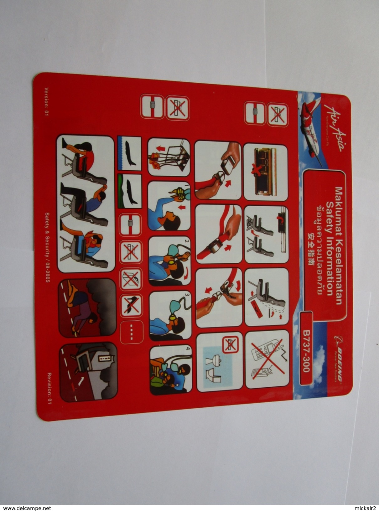 Safety Card - Carte De Sécurité - Air Asia B373-300 - Autres & Non Classés