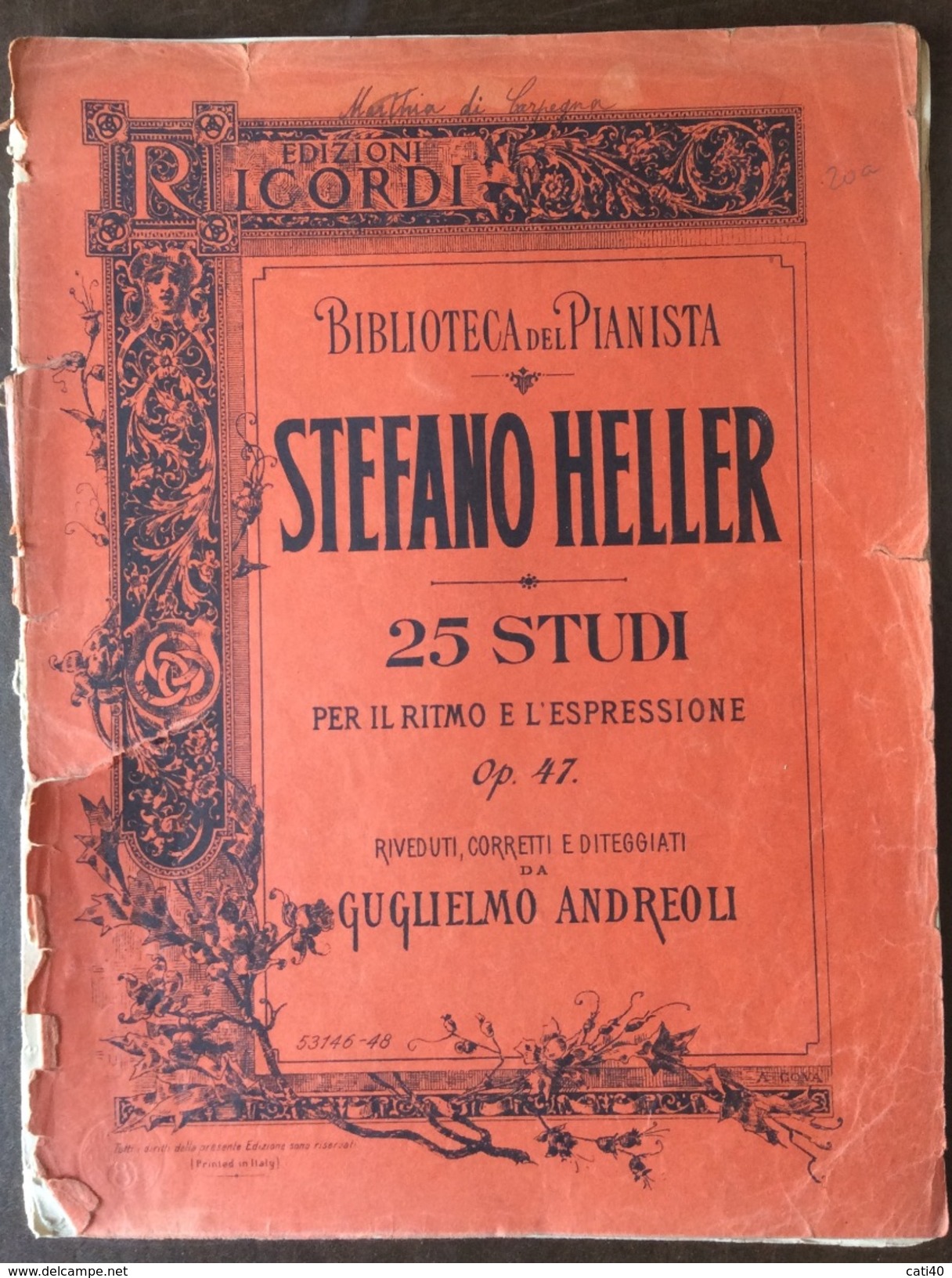 STEFANO HELLER 25 STUDI PER IL RITMO E L'ESPRESSIONE   EDIZIONI RICORDI  BIBLIOTECA DEL PIANISTA COME DA FOTO - Musik