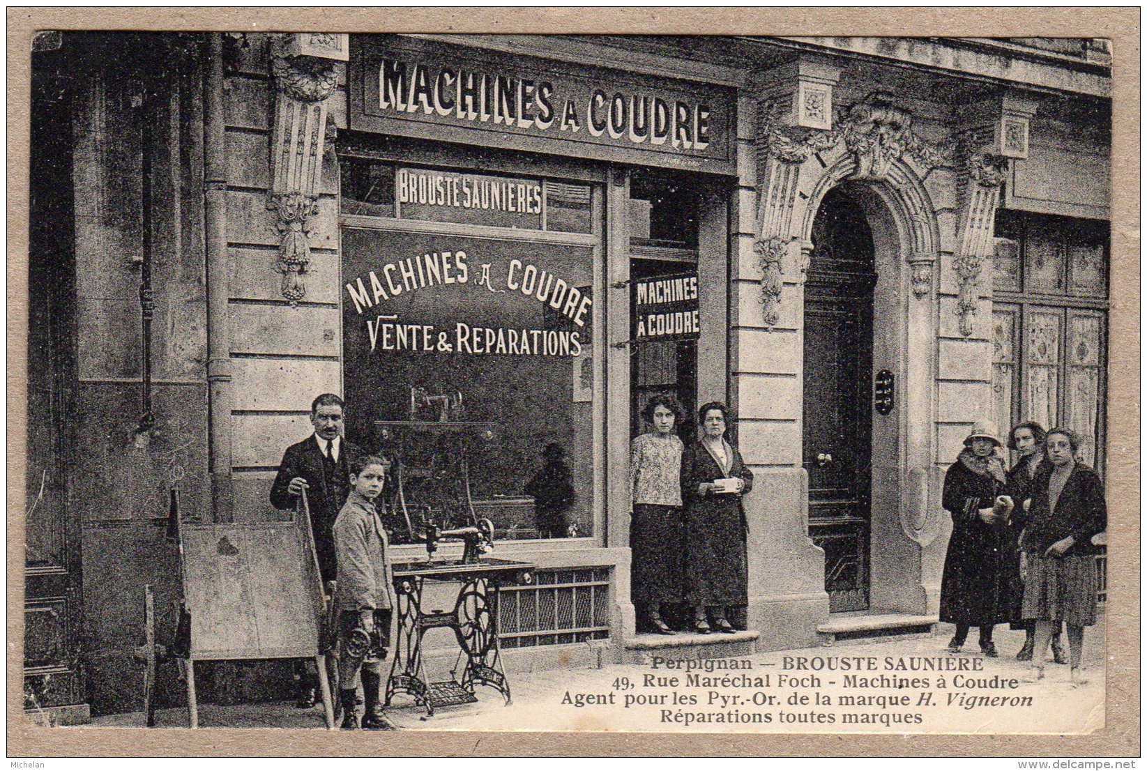 CPA   66  PERPIGNAN---BROUSTE SAUNIERE 49, RUE MARECHAL FOCH---MACHINES A COUDRE. - Perpignan