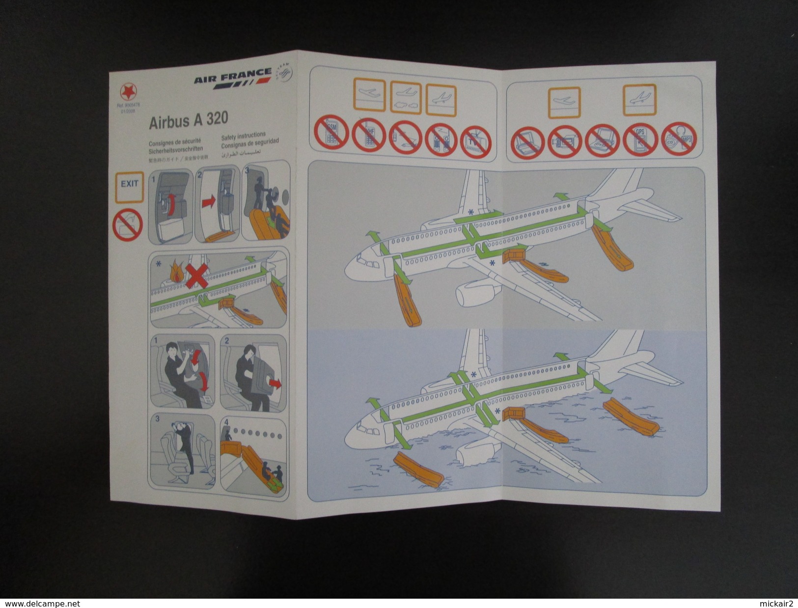 Safety Card - Carte De Sécurité - Air France A320 - Autres & Non Classés