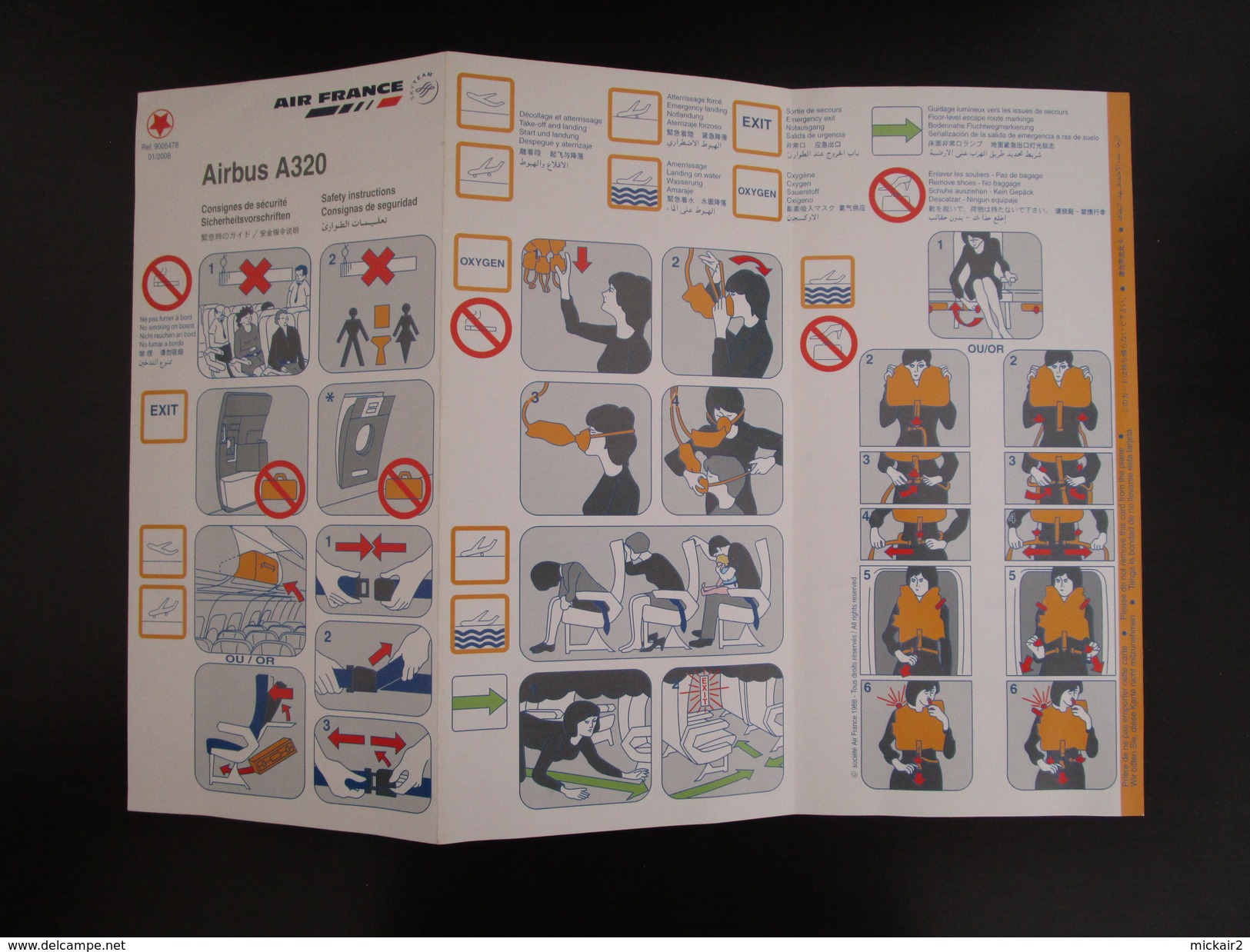 Safety Card - Carte De Sécurité - Air France A320 - Autres & Non Classés