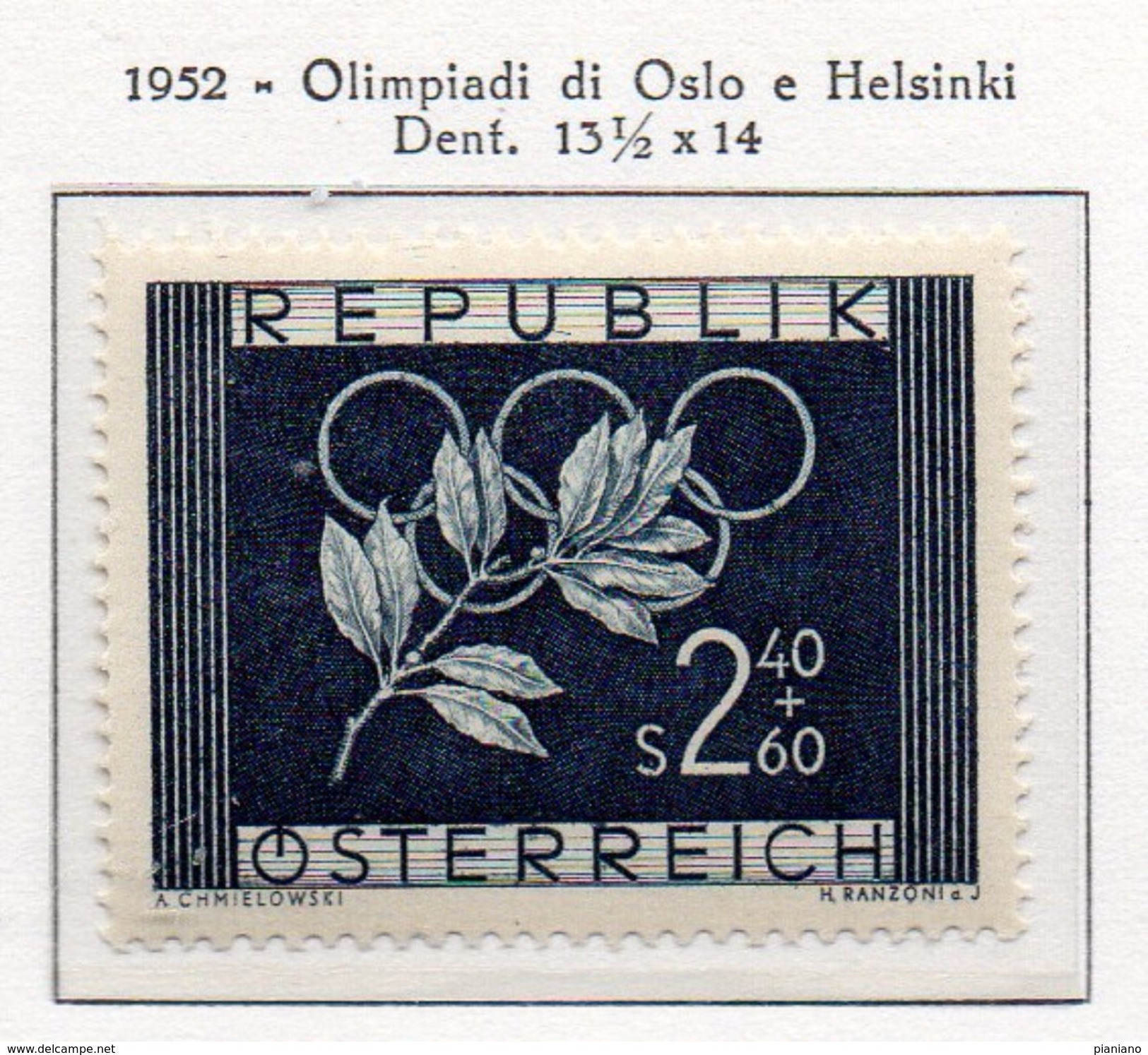 PIA - AUSTRIA  - 1952 : Giochi Olimpici Di Oslo Ed Helsinky -  (Yv 809 ) - Hiver 1952: Oslo