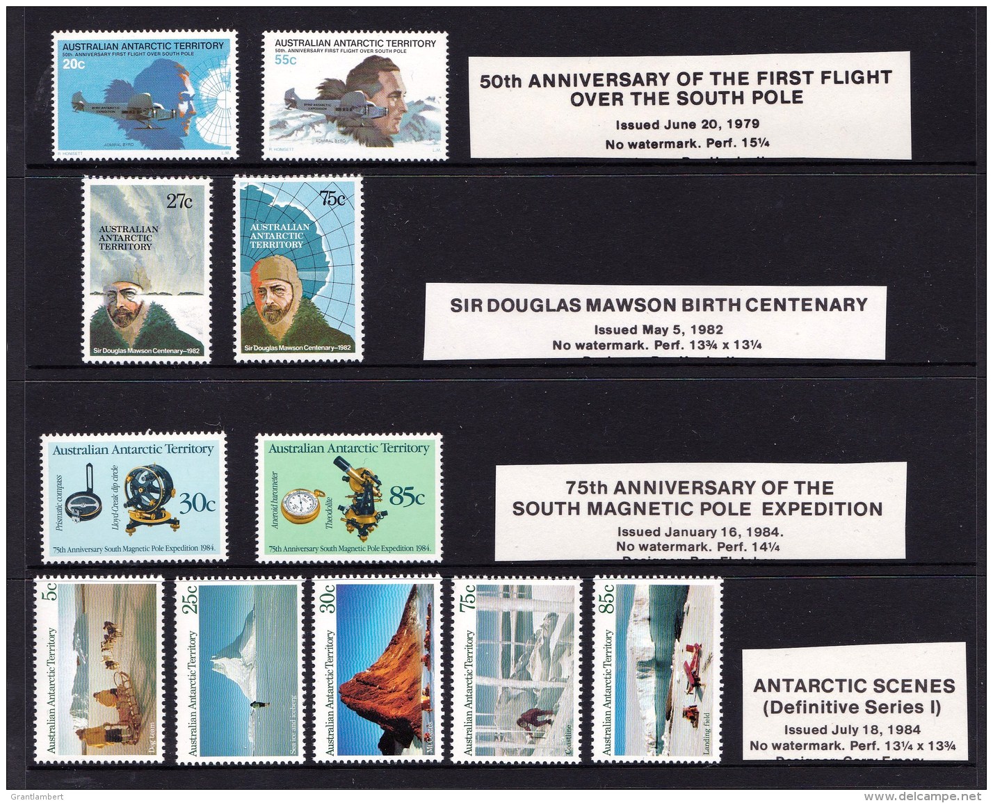 Australian Antarctic 1979 - 1984 Issues MNH - Flight, Mawson, Pole, Scenes Sets - Unused Stamps