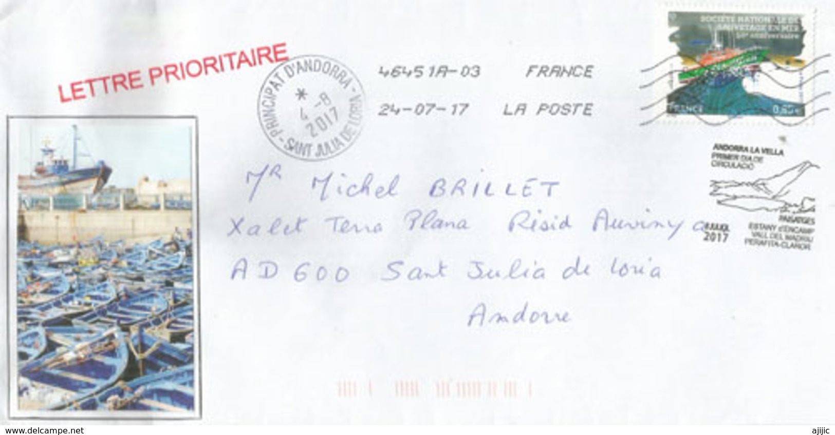 Timbre Sauvetage En Mer, Sur Lettre Adressée ANDORRA, Avec Timbre à Date Arrivée - Other & Unclassified