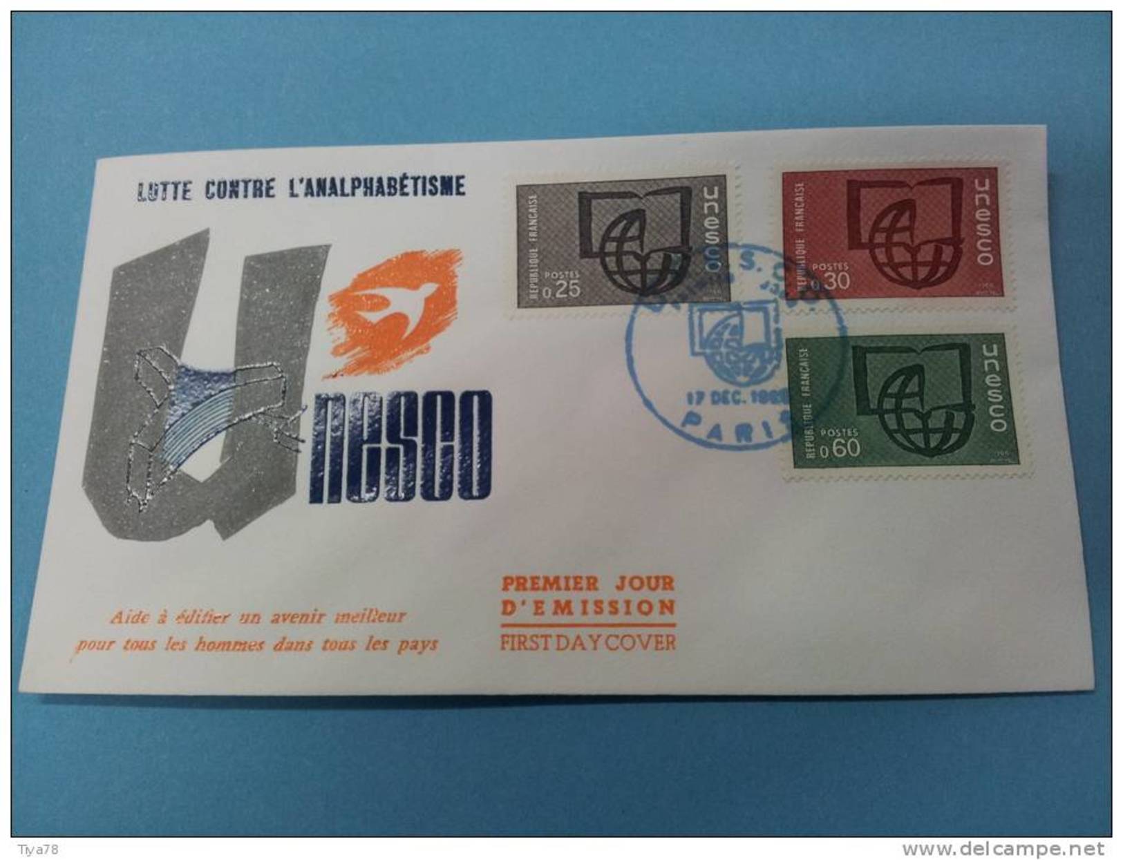 FDC France N° Service 36 à 38 - 17 12 1966 UNESCO Lutte Contre L´analphabetisme - 1960-1969