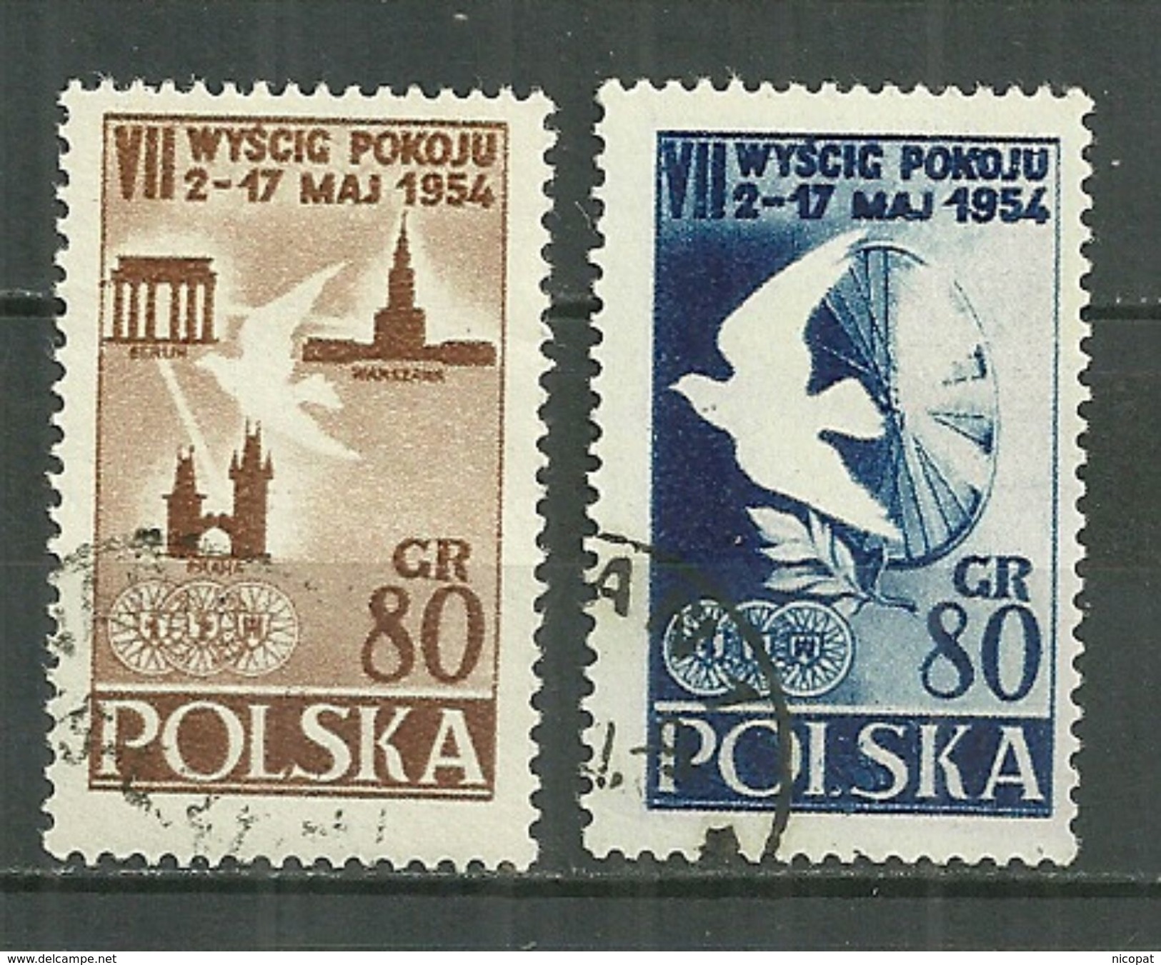 POLAND Oblitéré 747-748 Tour Cycliste De La Paix Cyclisme Vélo Colombe De La Paix - Used Stamps