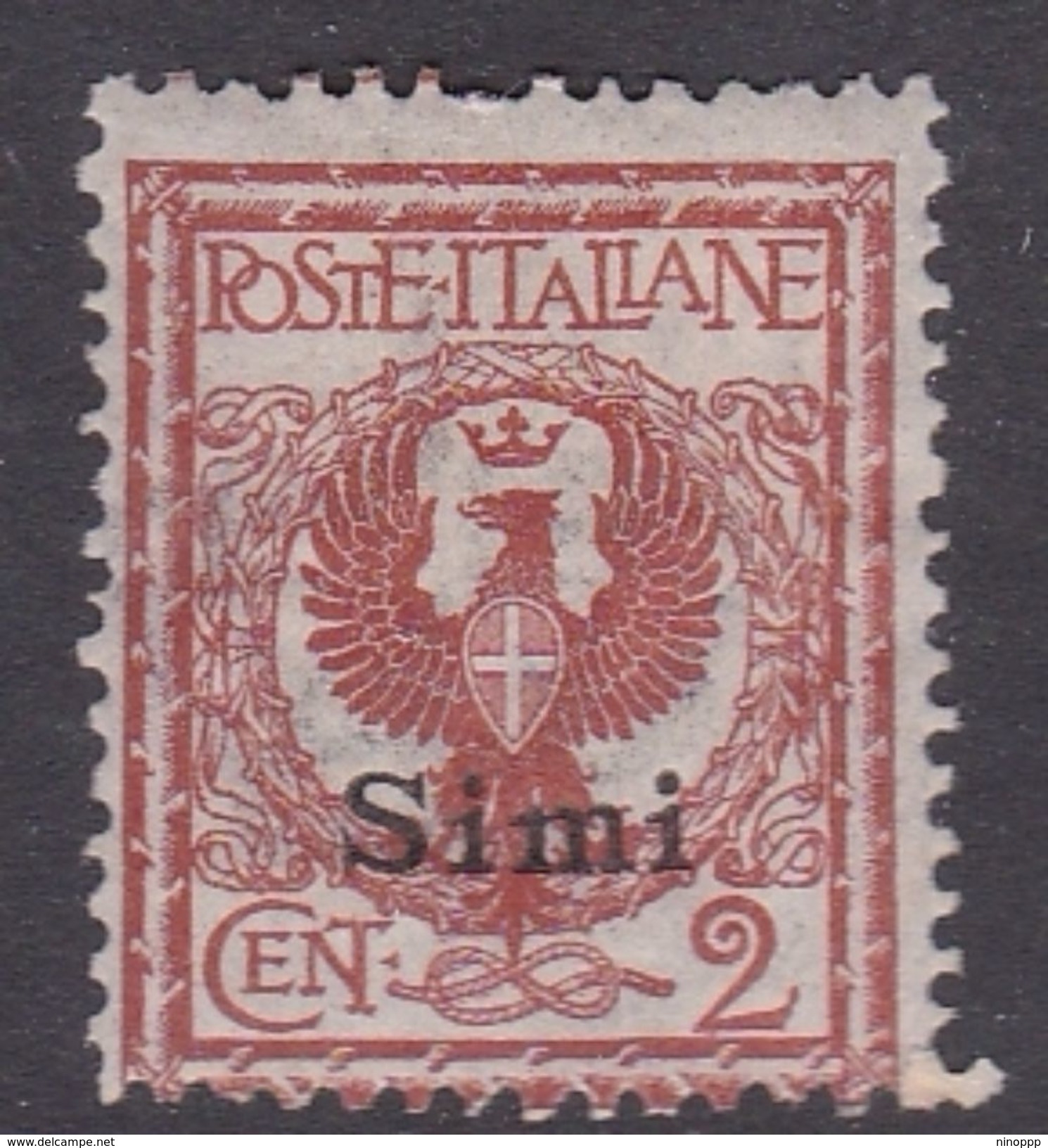 Italy-Colonies And Territories-Aegean-Simi S 1  1912  2c Red Brown MH - Ägäis (Simi)