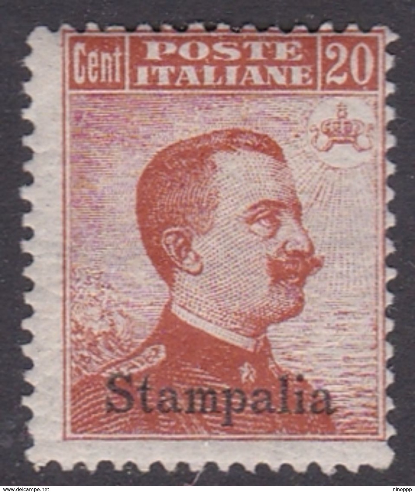 Italy-Colonies And Territories-Aegean-Stampalia S9 1917 20c Brown Orange No Watermark MH - Egeo (Stampalia)