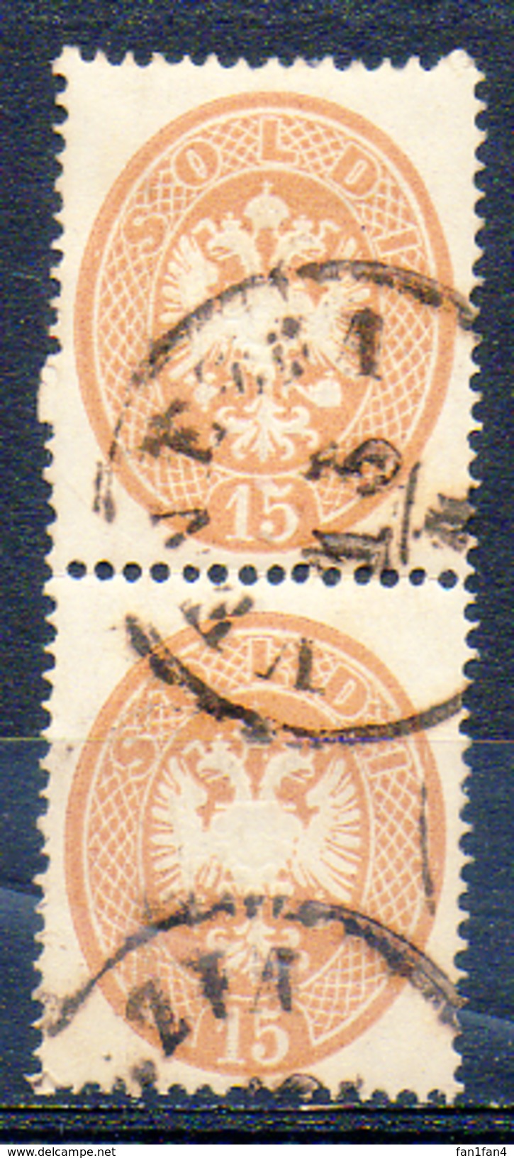 ITALIE (LOMBARDO-VENETIE) - 1863 - Paire Verticale Du N° 22 - 15 S. Brun - Lombardo-Vénétie