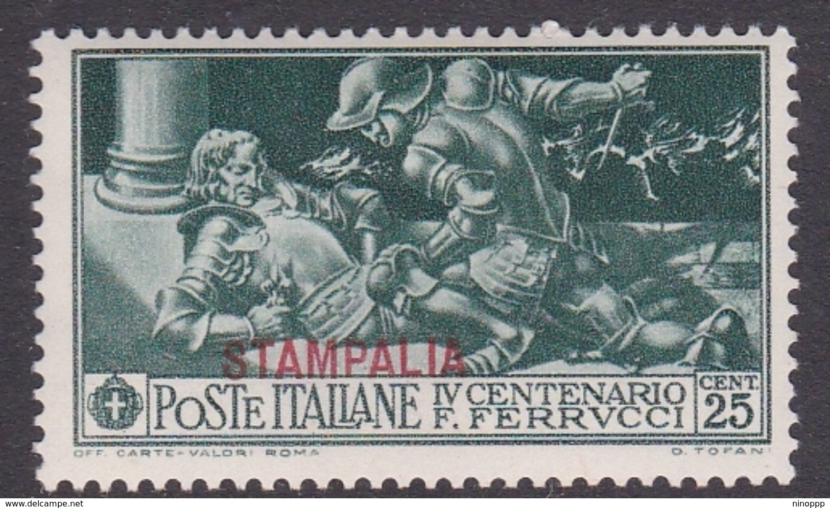 Italy-Colonies And Territories-Aegean-Stampalia S13 1930 Ferrucci 25c Green MH - Egée (Stampalia)