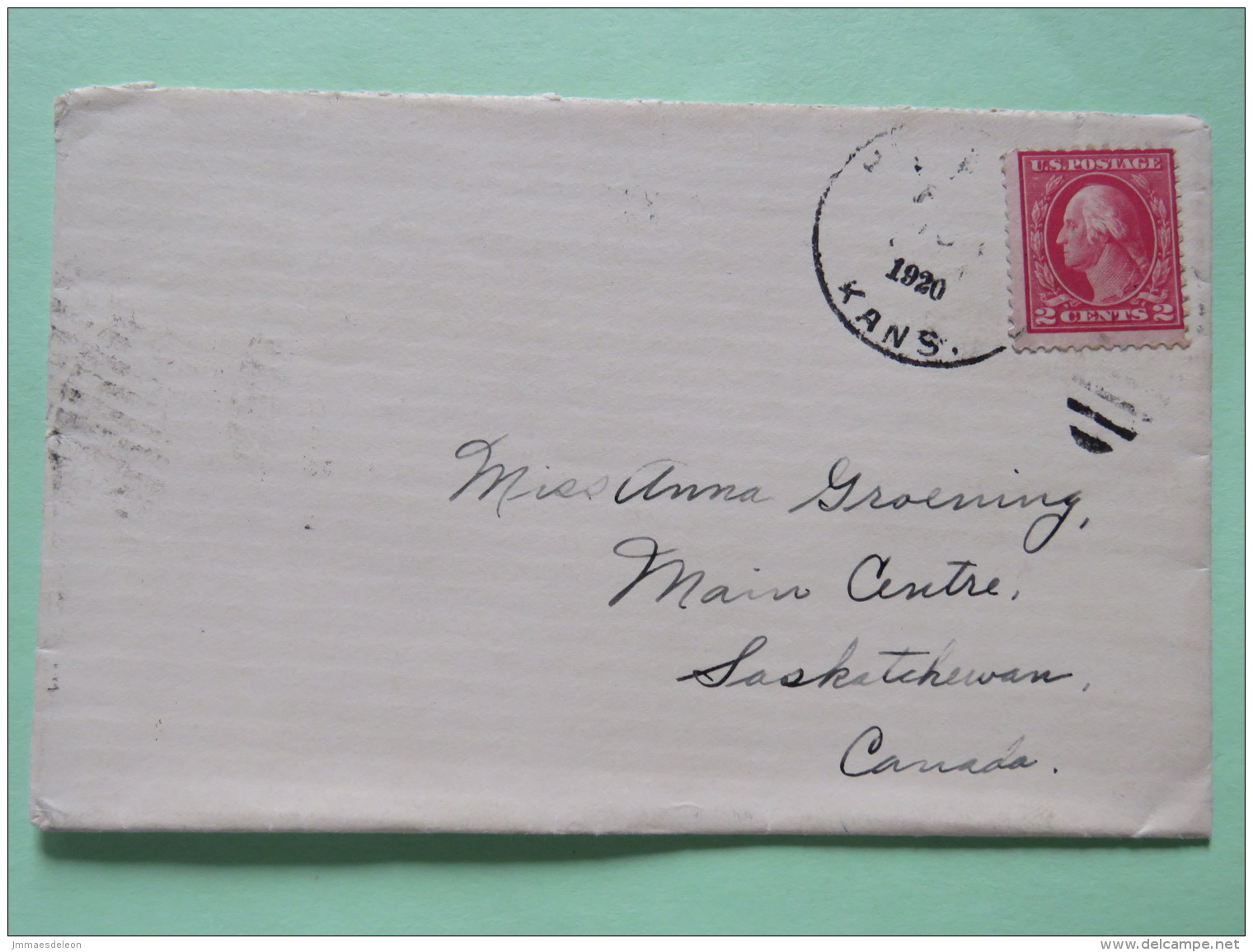 USA 1920 Cover Kansas To Canada - Washington - Lettres & Documents