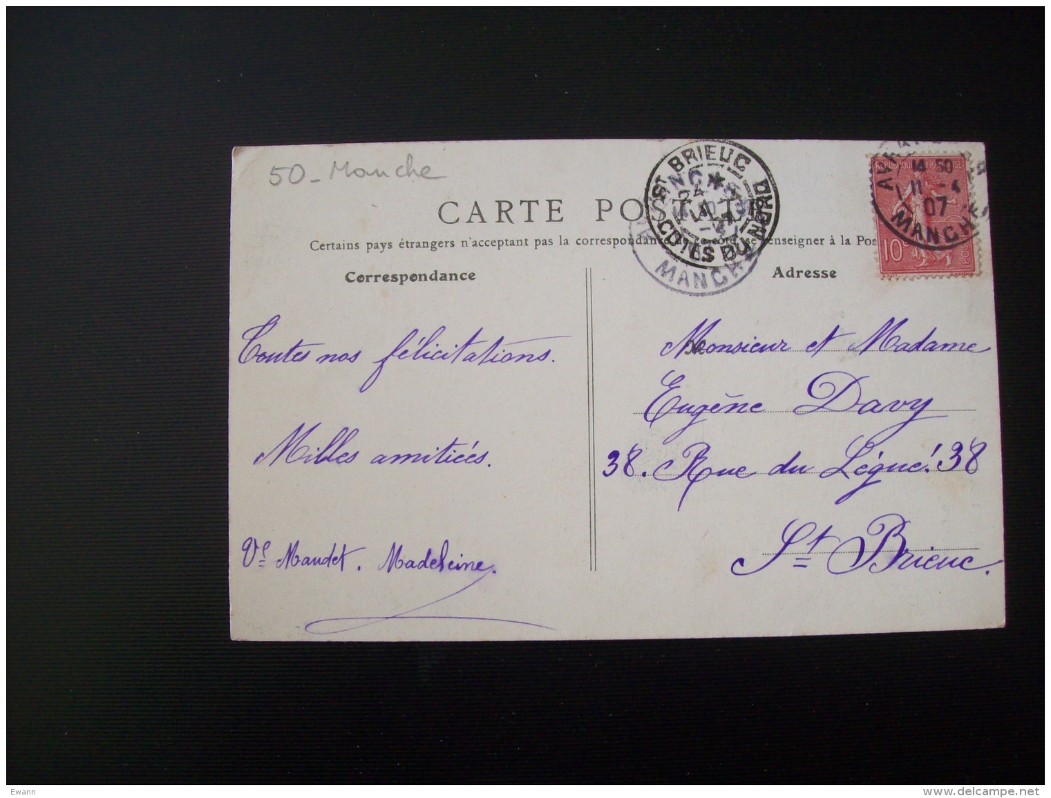 Carte Postale Ancienne D'Avranches: Descente Du Petit Tertre - Avranches