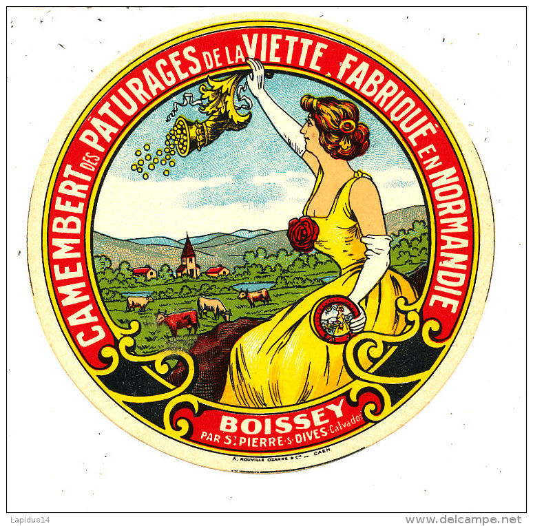 P 167 -  ETIQUETTE DE FROMAGE   -  CAMEMBERT   DES PATURAGES DE LA VIETTE BOISSEY  PAR ST PIERRE SUR DIVES (CALVADOS) - Fromage