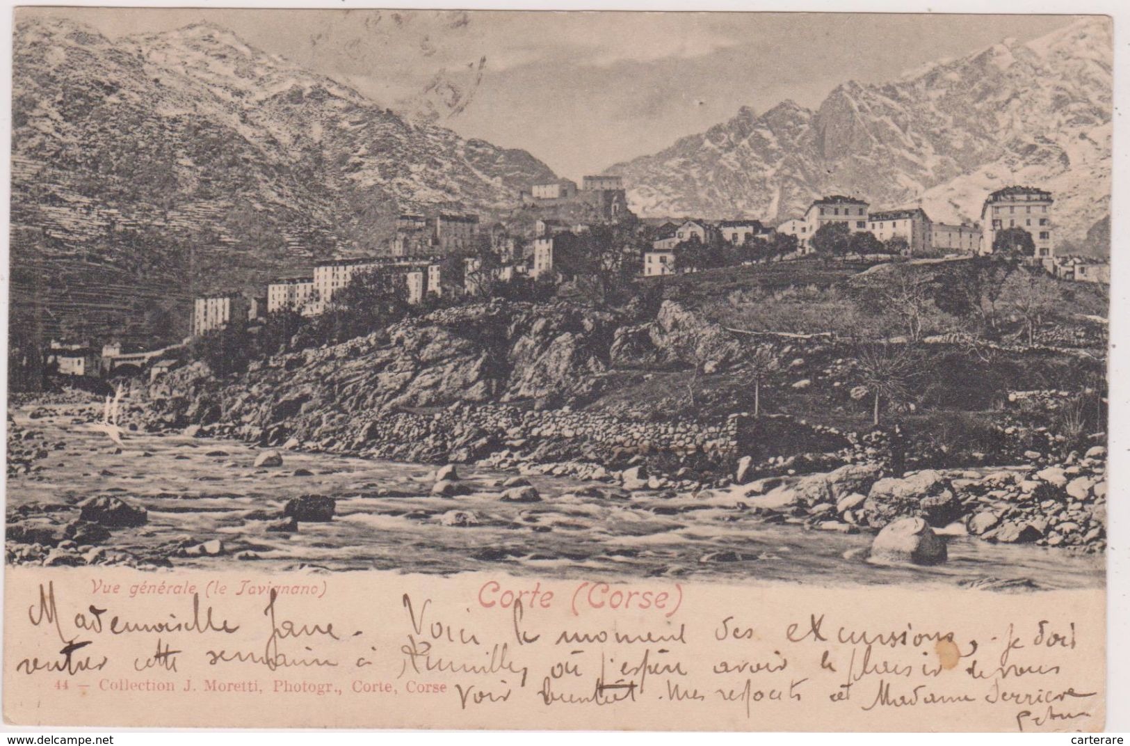 HAUTE CORSE,CORSICA,CORTI,CORTE,en 1903,2 Timbres,collection J Moretti,photographe,neige - Corte