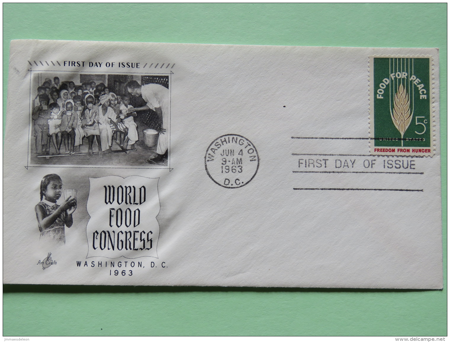 USA 1963 FDC Cover - Food For Peace - Freedom From Hunger - Girl Drinking - Kids Drinking - Covers & Documents