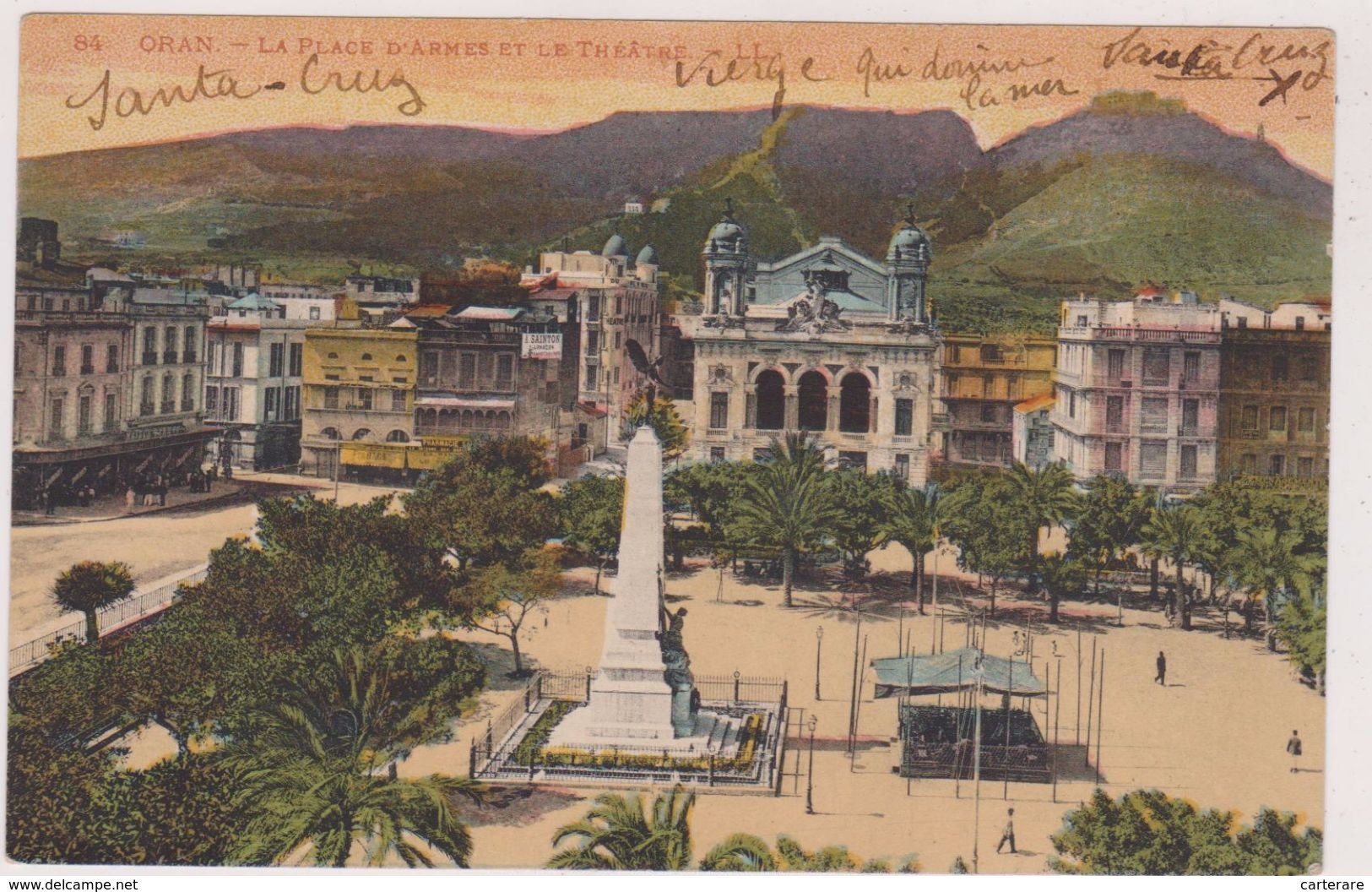 AFRIQUE DU NORD,ALGERIA,ALGERIE,ORAN EN 1922,ORANIE,MAGHREB,LA RADIEUSE,la Place D'armes Et Le Theatre - Oran