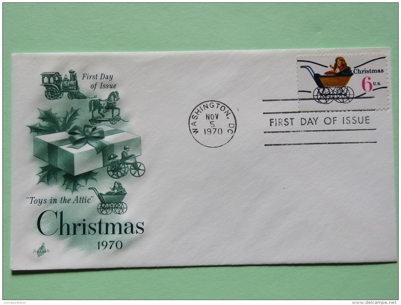 USA 1970 FDC Cover - Christmas - Doll Carriage Toy - Covers & Documents
