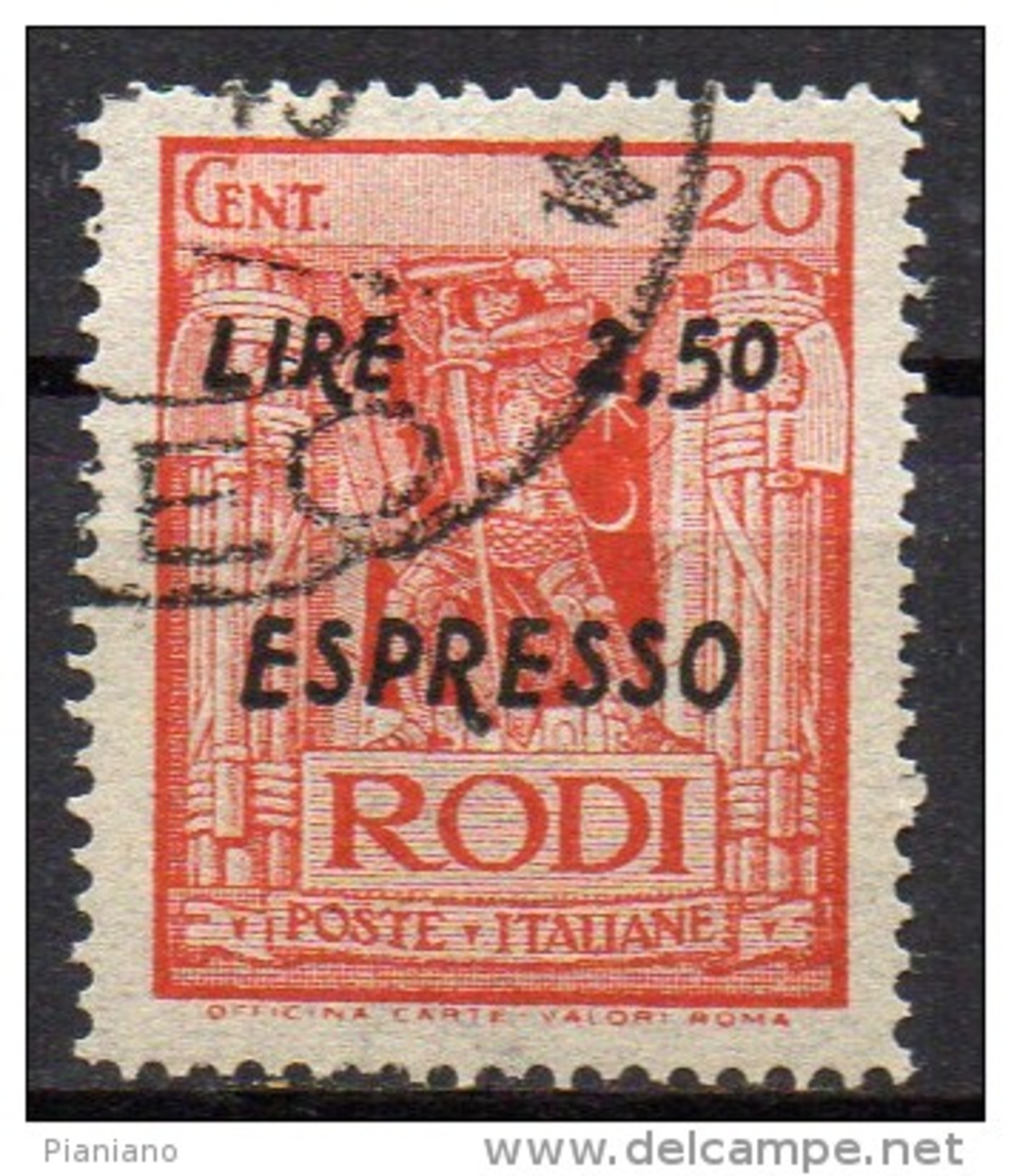 PIA - EGEO - 1943 : Occupazione Tedesca : Francobollo Della Serie Pittorica Soprastampato  - (ESPRESSO - SAS  E6) - Aegean