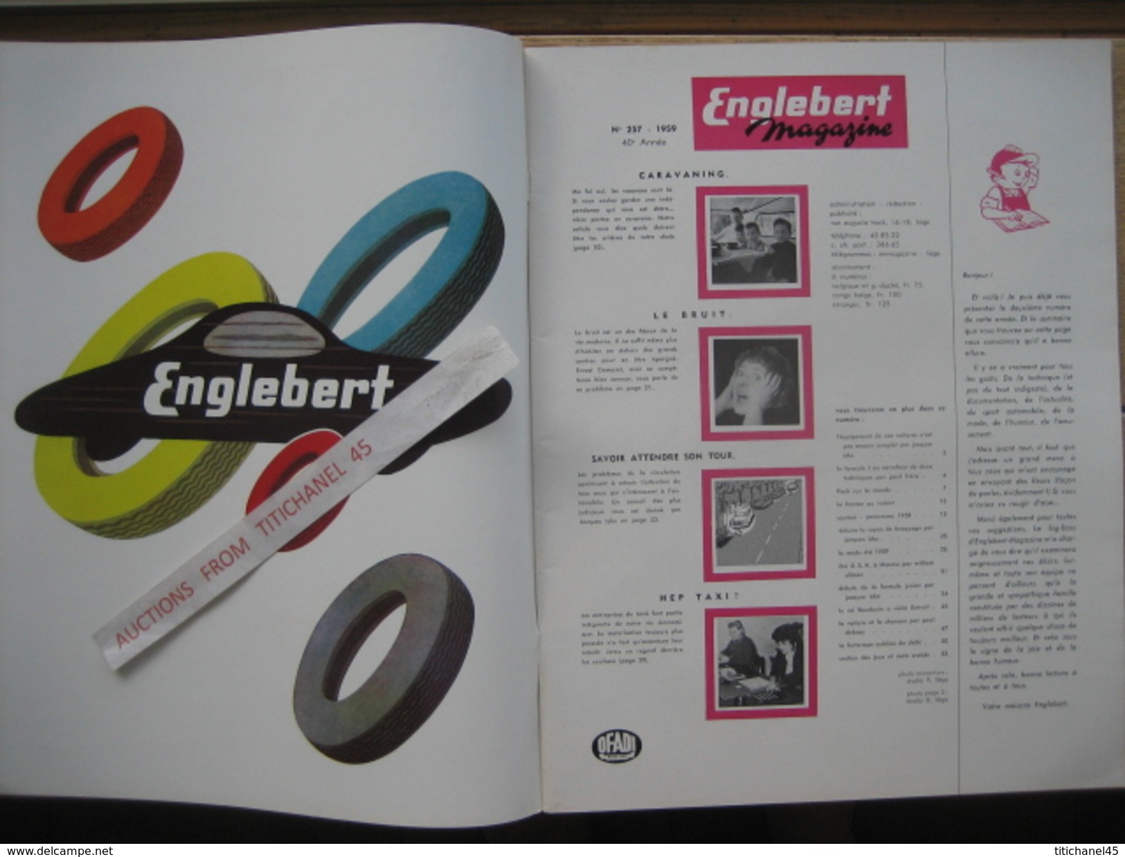 ENGLEBERT MAGAZINE N° 257 - 1959 -STIRLING MOSS-VON TRIPS-GENDEBIEN-HAWTHORN-PETER COLLINS- Salon De GENEVE - Voitures