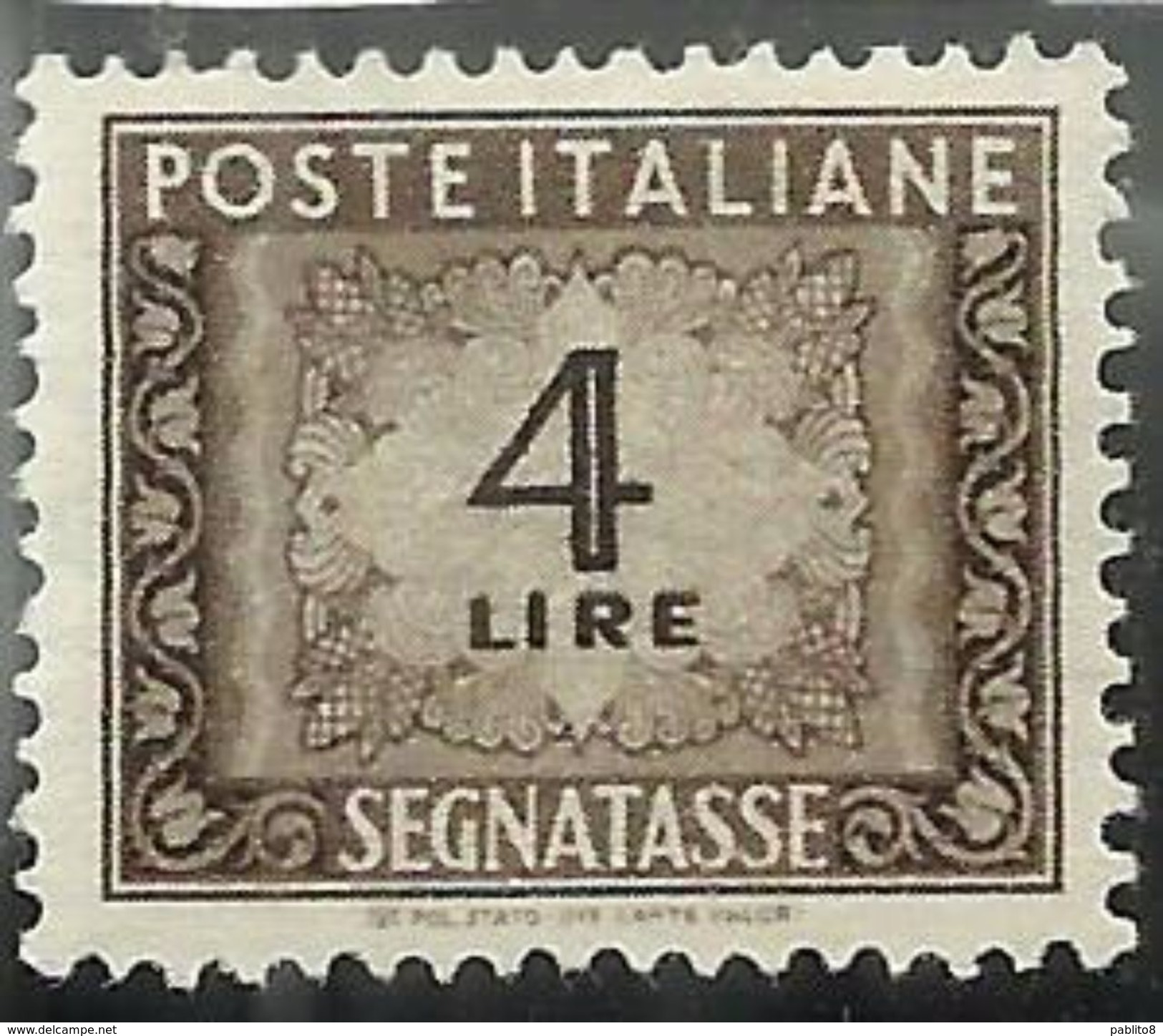 ITALIA REPUBBLICA ITALY REPUBLIC 1947 1954 SEGNATASSE POSTAGE DUE TAXES TASSE LIRE 4 RUOTA WHEEL MNH - Segnatasse