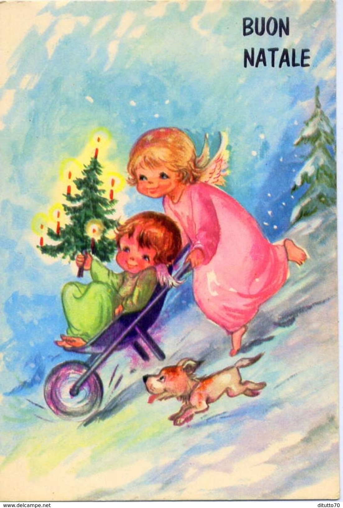 Buon Natale - Bambini Con Cariola E Cane - 67410-2 - Formato Grande Non Viaggiata - Ar - Altri & Non Classificati