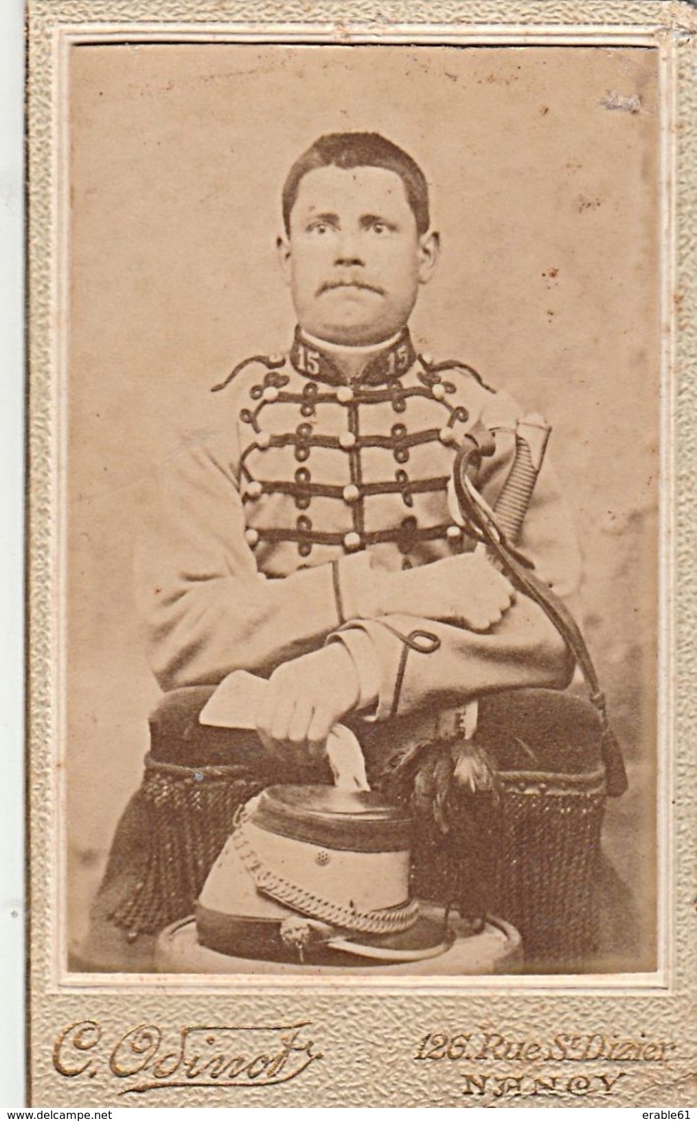 PHOTO CDV 19 EME MILITAIRE SOLDAT 15 SUR LE COL    Cabinet  ODINOT  A NANCY - Guerre, Militaire