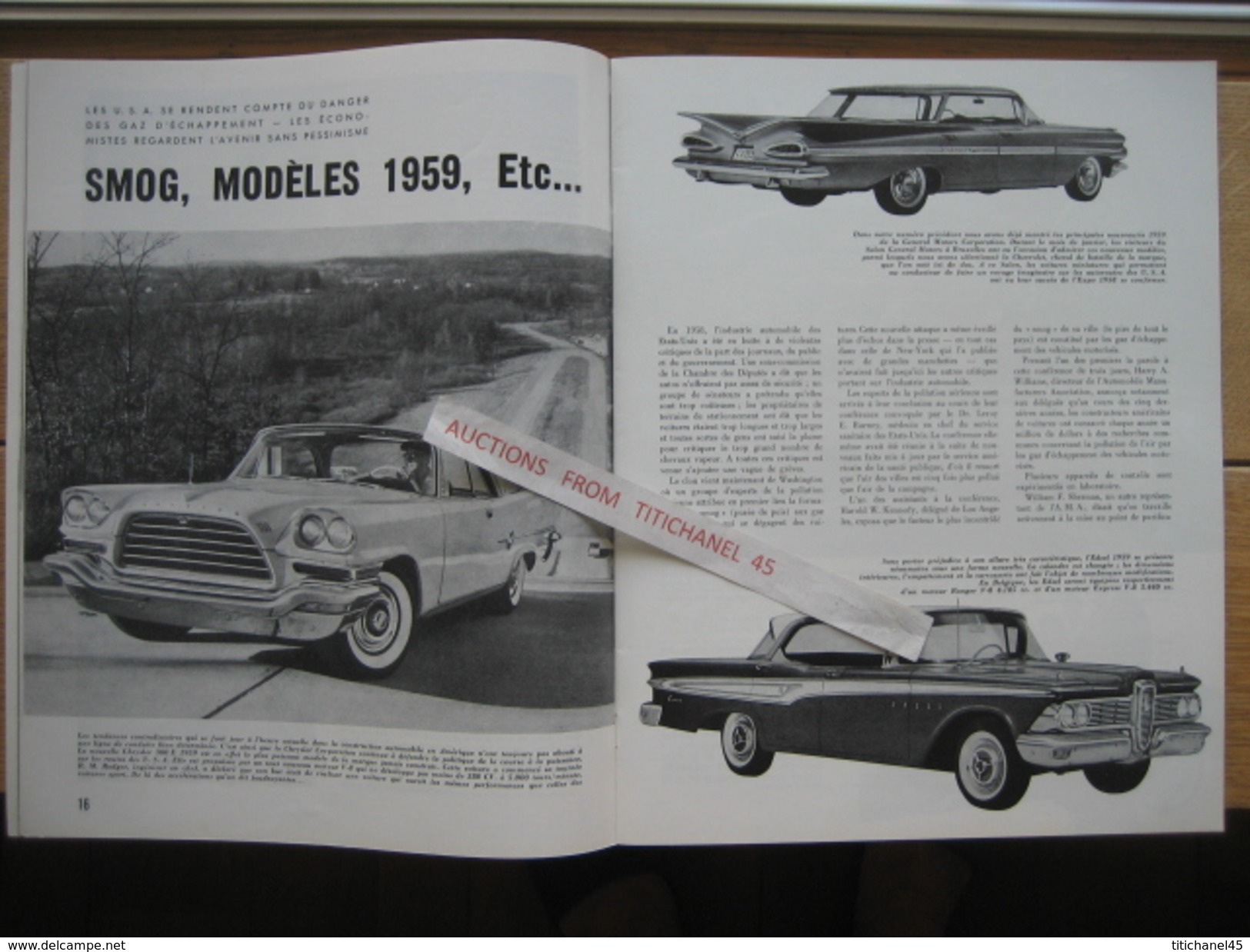 ENGLEBERT MAGAZINE N° 256 - 1959 - CABIANCA -CHRYSLER 300 E-L'EDSEL-CHEVROLET-FORD GALAXIE-FORD-MERCURY-PONTIAC - Cars