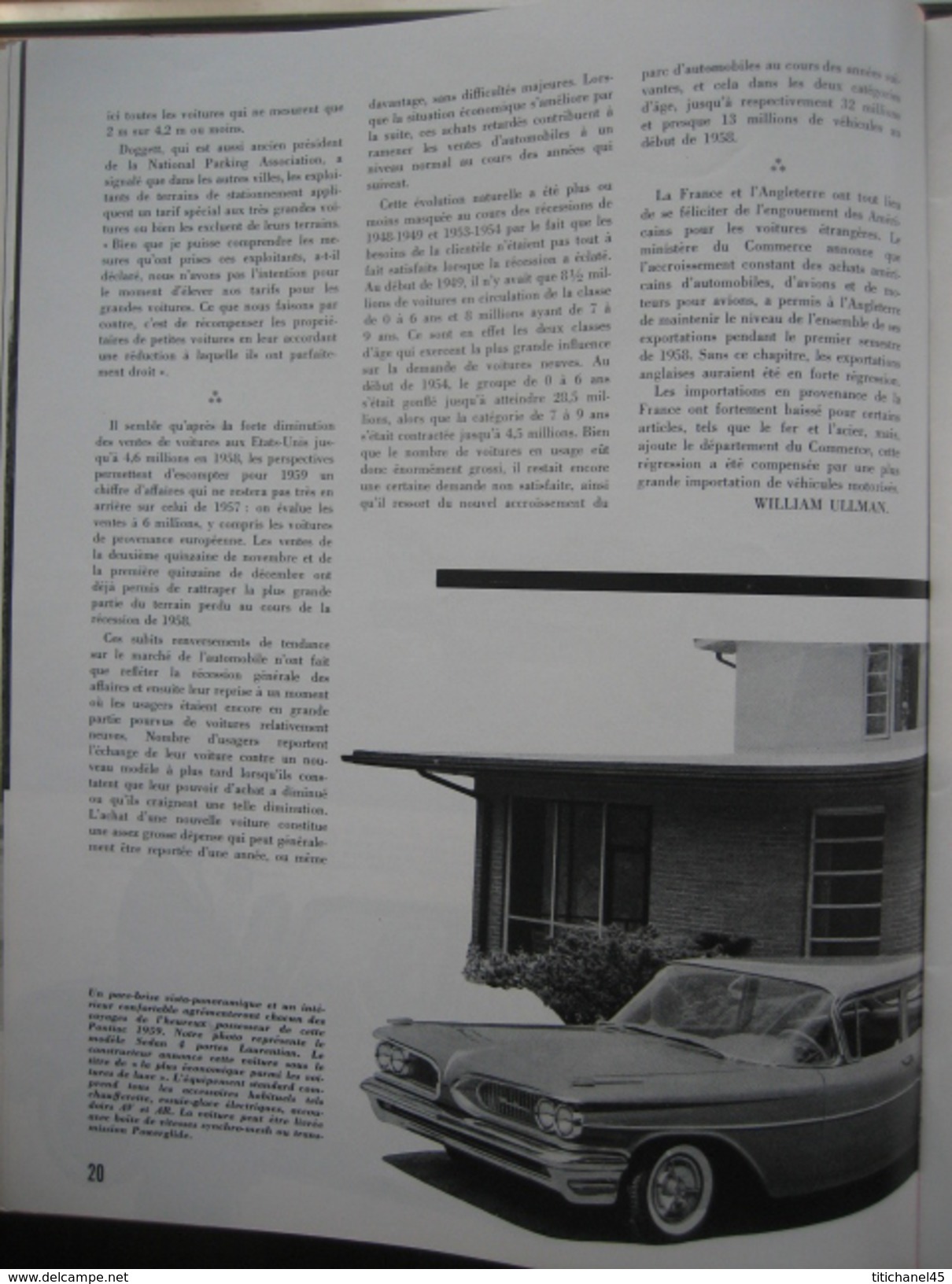 ENGLEBERT MAGAZINE N° 256 - 1959 - CABIANCA -CHRYSLER 300 E-L'EDSEL-CHEVROLET-FORD GALAXIE-FORD-MERCURY-PONTIAC