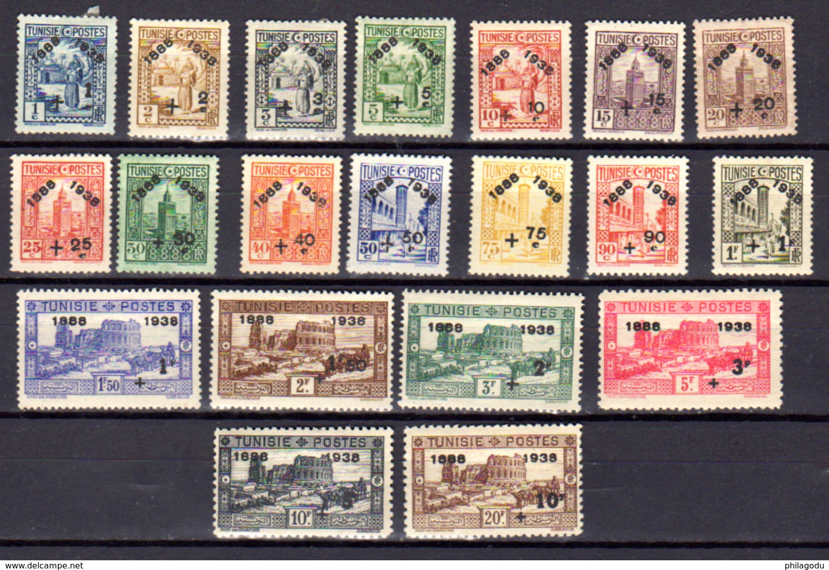 1938 50° Office Postal Tunisien, 185 / 205*, Cote 205 &euro;, - Ungebraucht