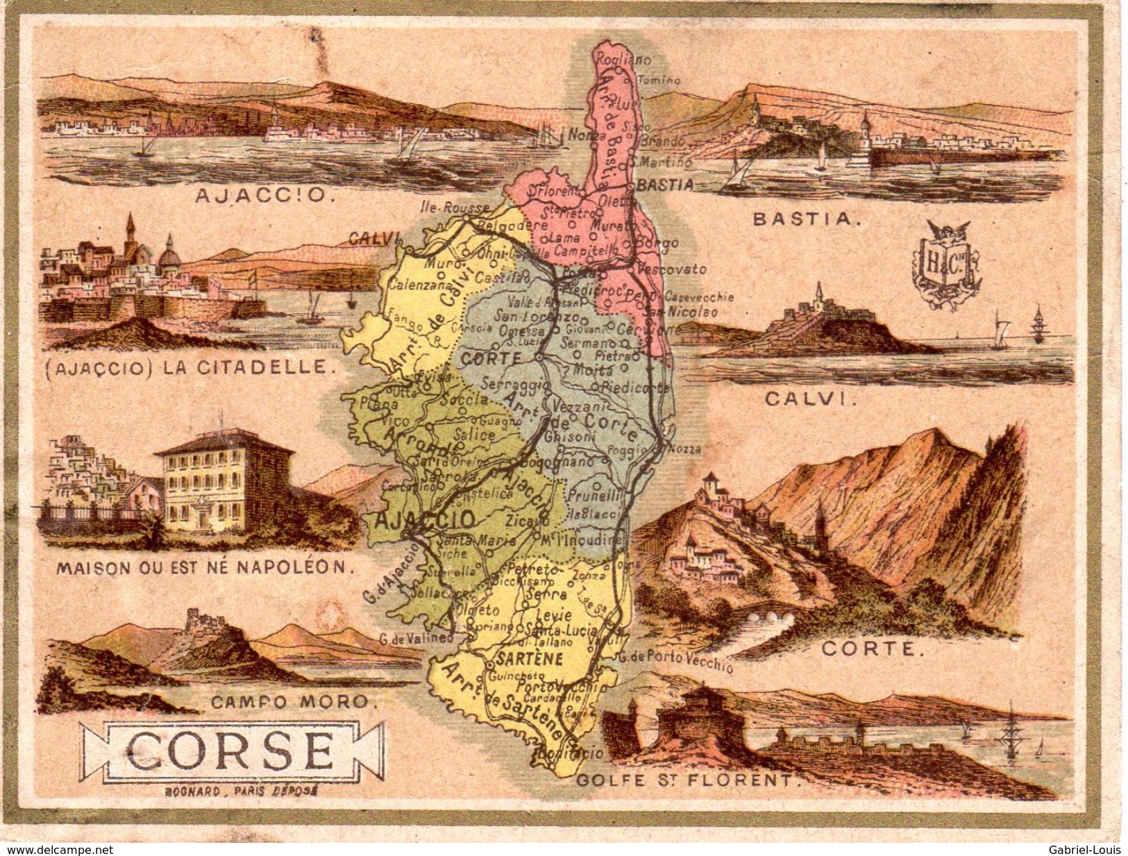 Carton Département De La Corse / 11.5 X 8.7 Cm / Librairie Hachette / Infos Au Verso / 2 Scan - Geographical Maps