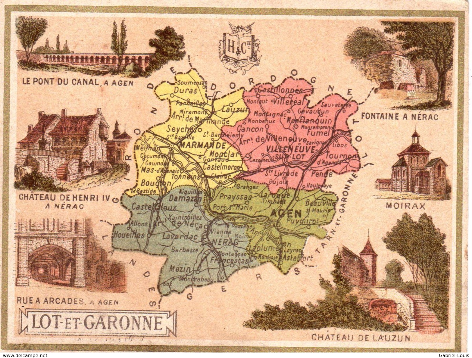 Carton Département De Lot Et Garonne / 11.5 X 8.7 Cm / Librairie Hachette / Infos Au Verso / 2 Scan - Geographical Maps
