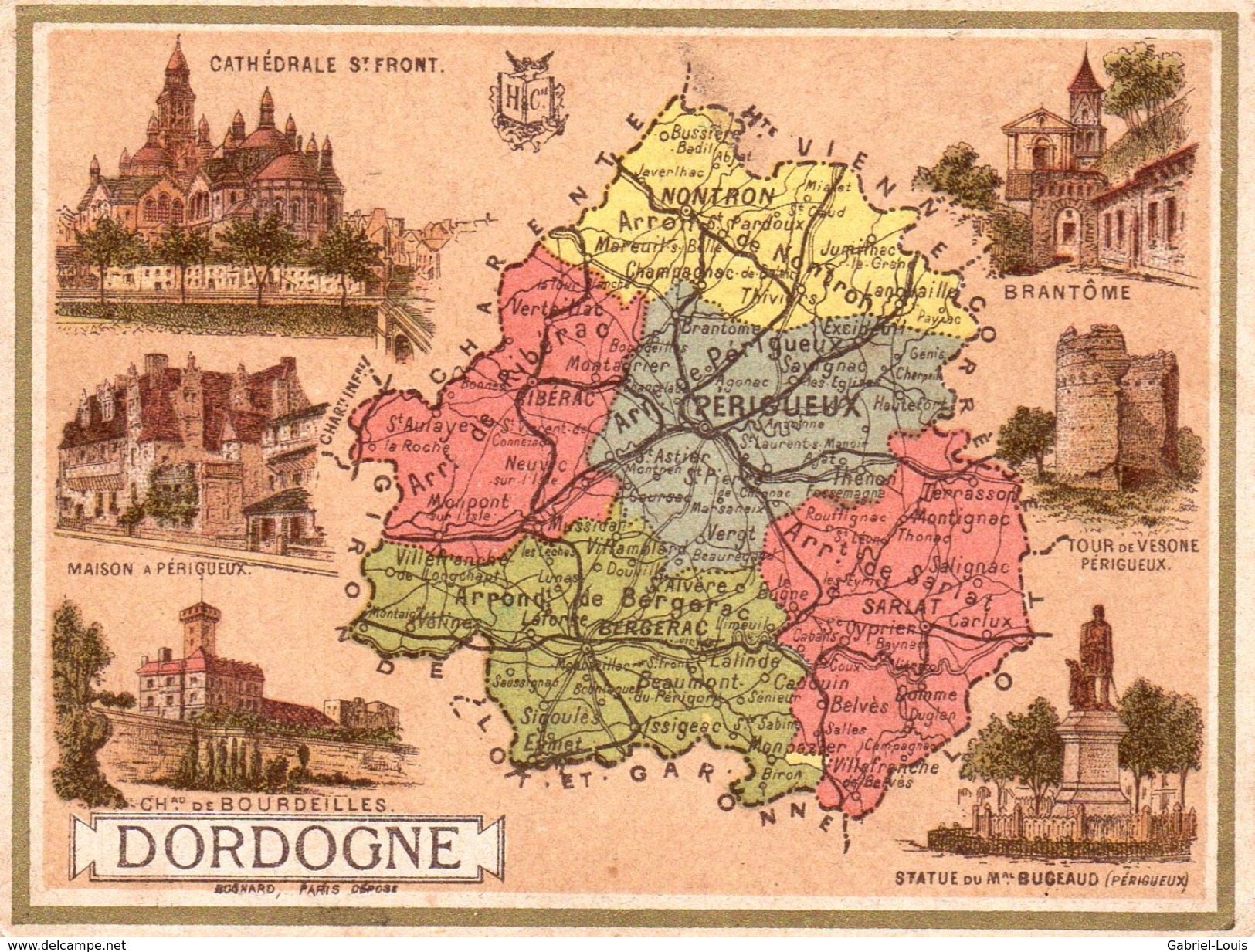 Carton Département De La Dordogne / 11.5 X 8.7 Cm / Librairie Hachette / Infos Au Verso / 2 Scan - Geographical Maps