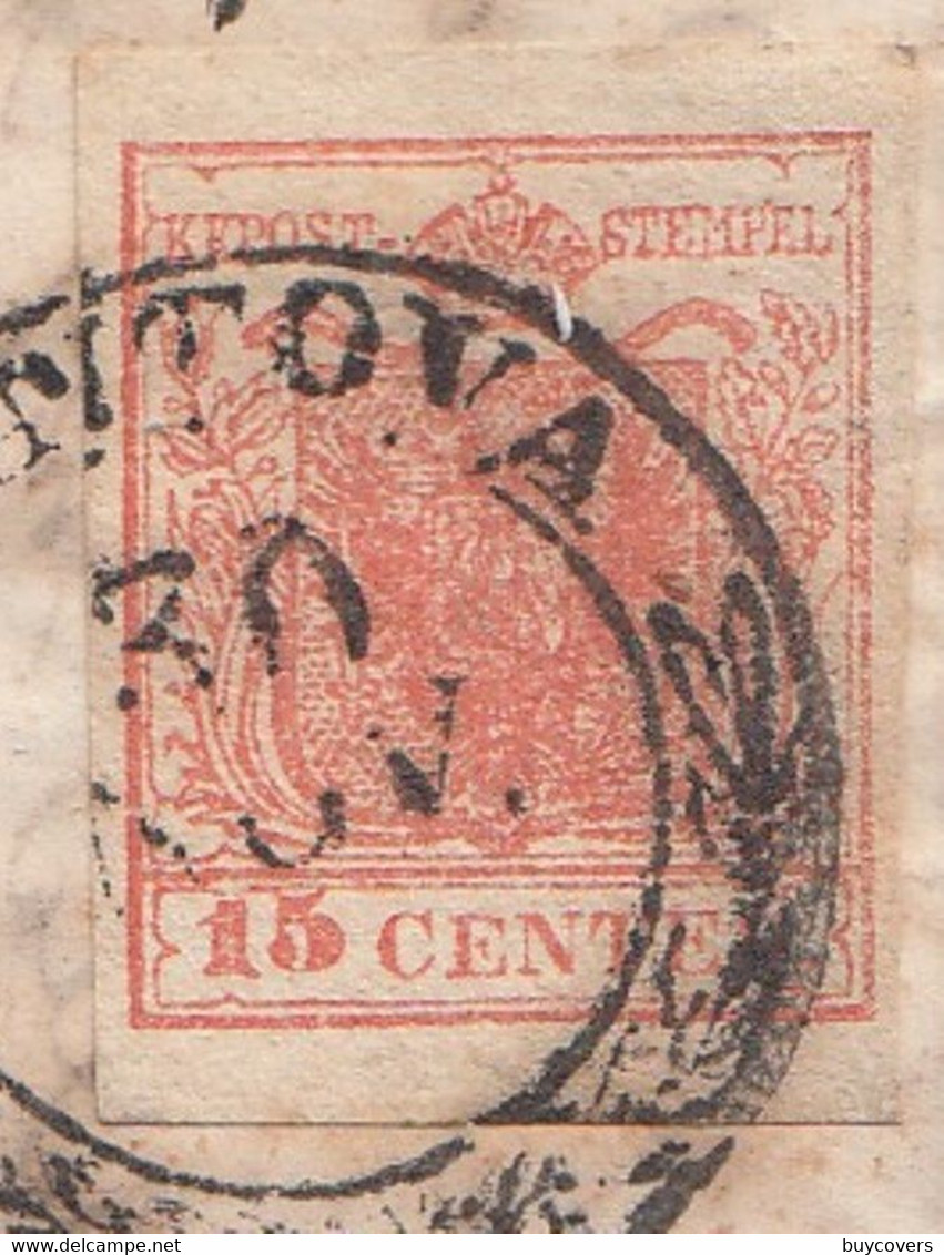 LV125 - LOMBARDO VENETO - Lettera Con Testo Del 1851 Con Cent 15,  2° Tipo Rosa Vermiglio Da Mantova A Casalbustano  . - Lombardo-Vénétie