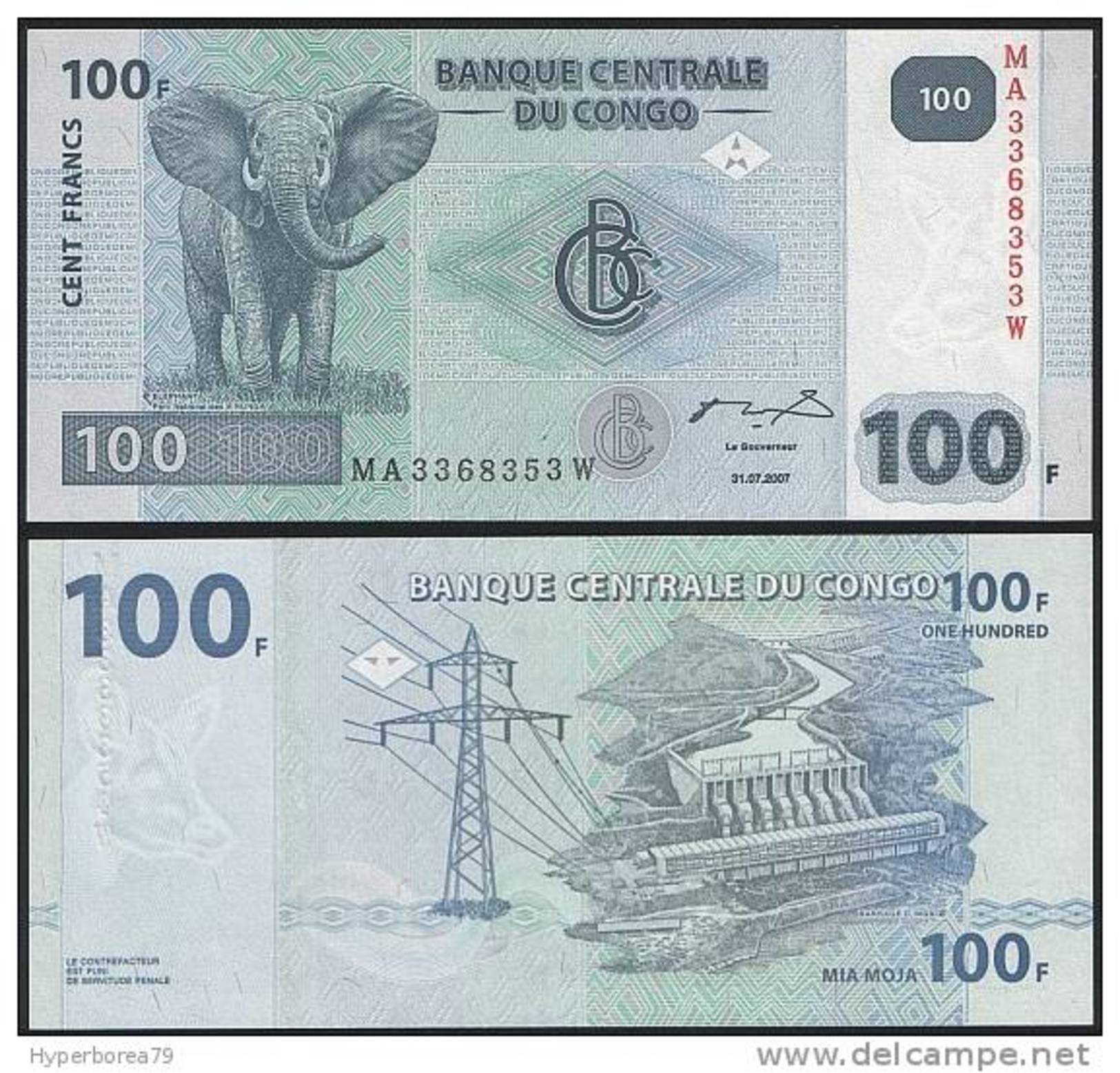Congo P 98 - 100 Francs 31.7.2007 - UNC - Democratische Republiek Congo & Zaire