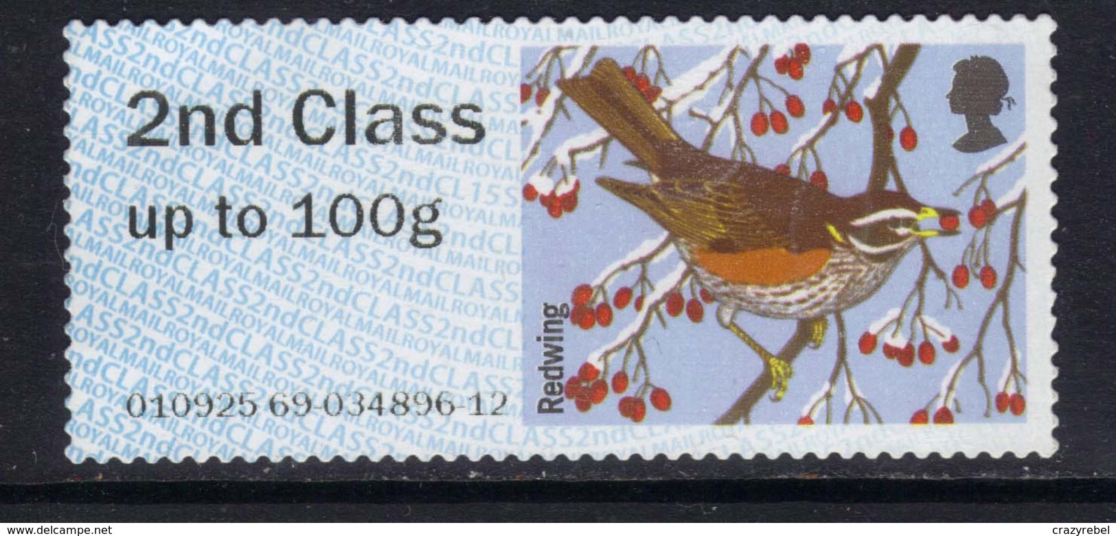 GB 2015 QE2 2nd Class Up To 100 Gm Post & Go Redwing Bird No Gum ( 784 ) - Post & Go Stamps