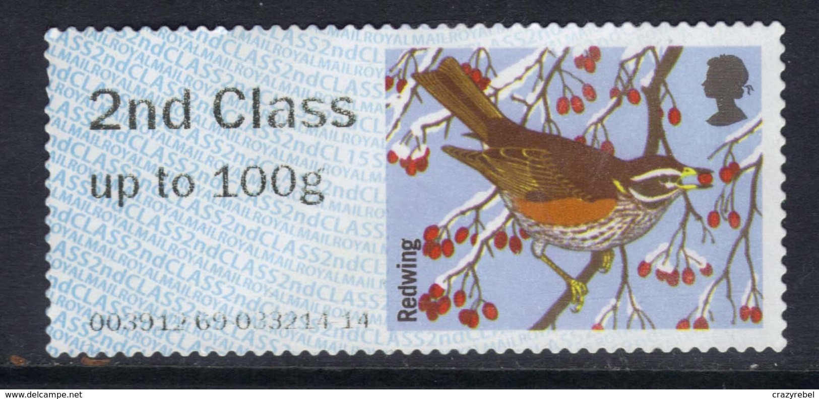 GB 2015 QE2 2nd Class Up To 100 Gm Post & Go Redwing Bird No Gum ( B383 ) - Post & Go (distributeurs)