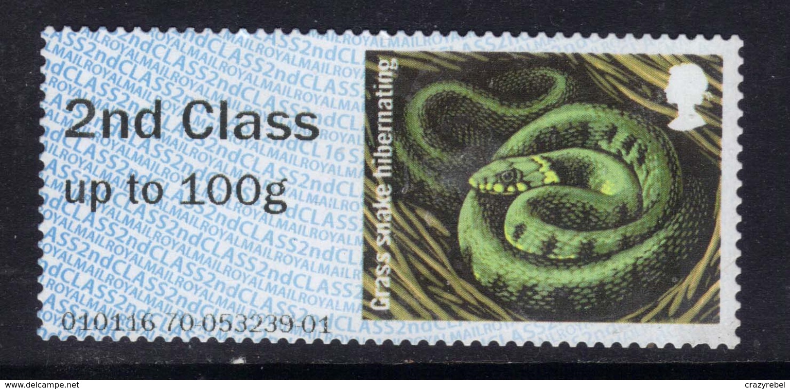 GB 2016 QE2 2nd Up To 100 Gm Post & Go Grass Snake Hibenating No Gum ( 904 ) - Post & Go Stamps