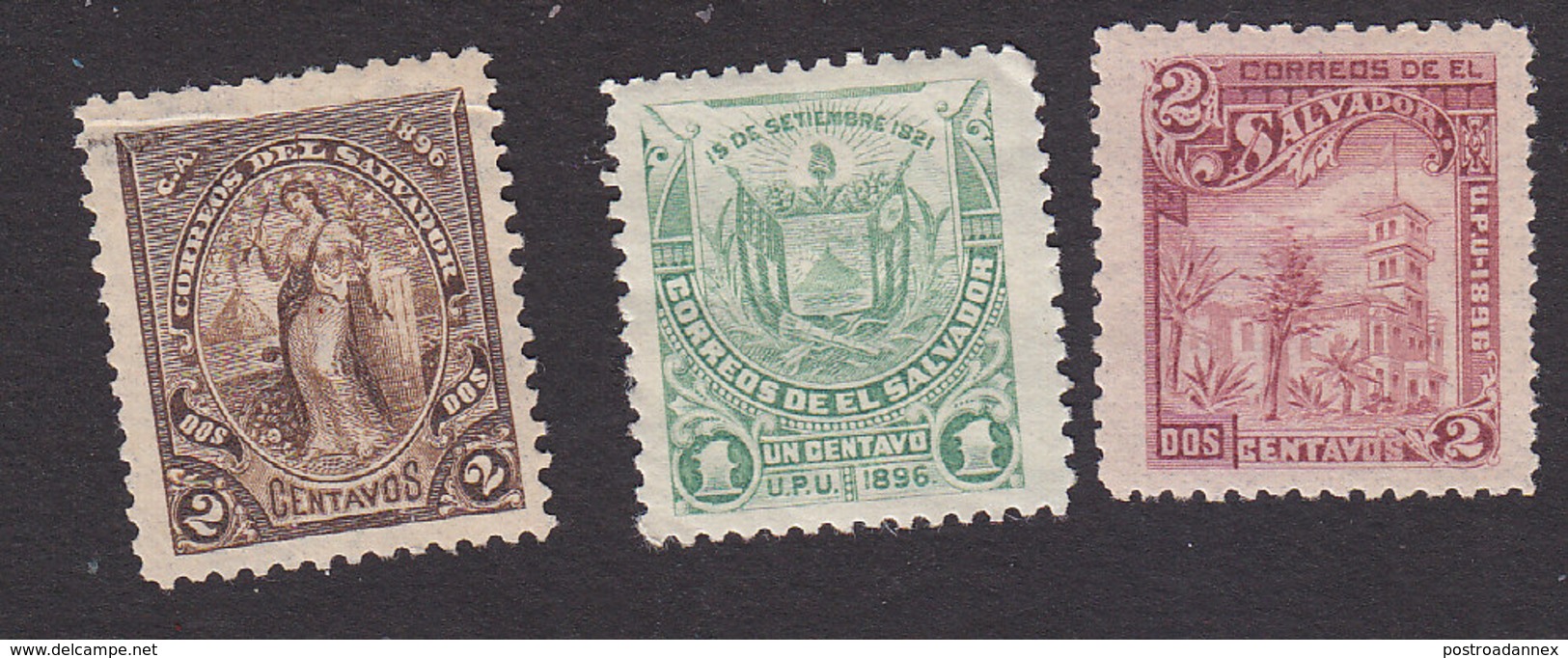 El Salvador, Scott #145B-147, Mint Hinged, Peace, Arms, White House, Issued 1896 - El Salvador